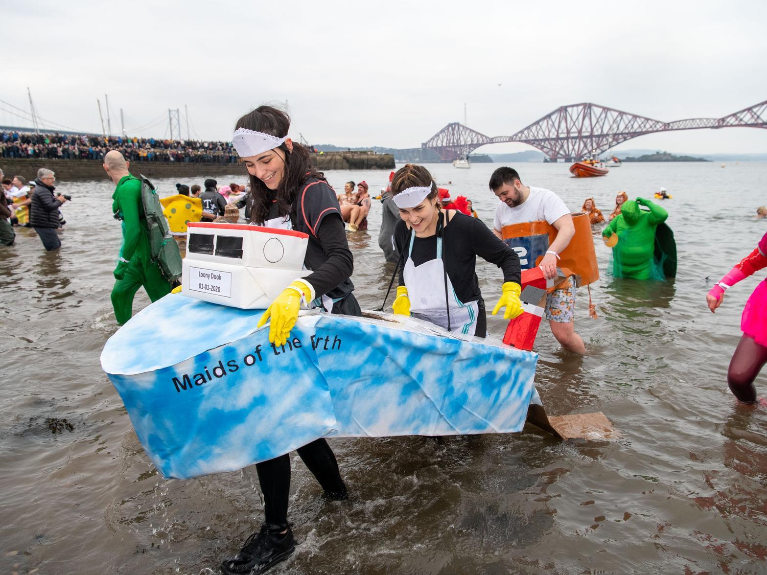 These dookers dressed up as the Maid of the Forth sightseeing boat which goes under the Forth Bridge and to Inchcolm Island from South Queensferry.