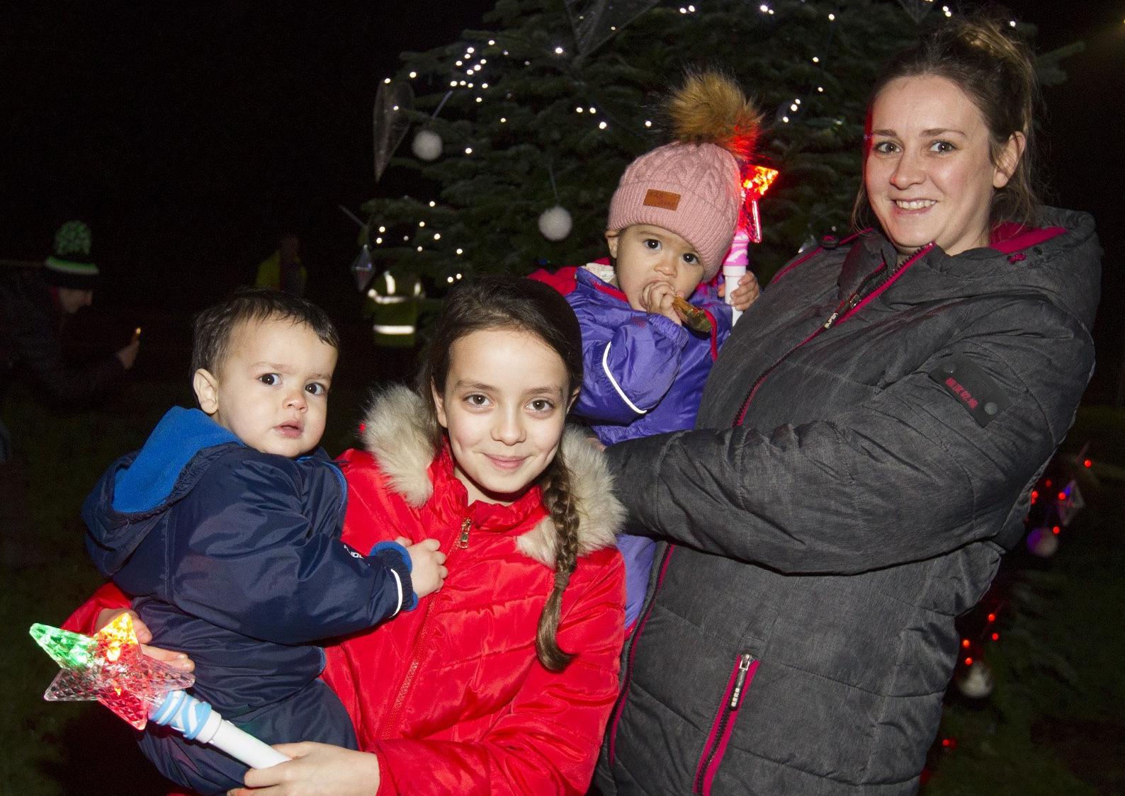 Zack, Alexa, Claire and Amelia at Newtown St Boswells christmas lights
