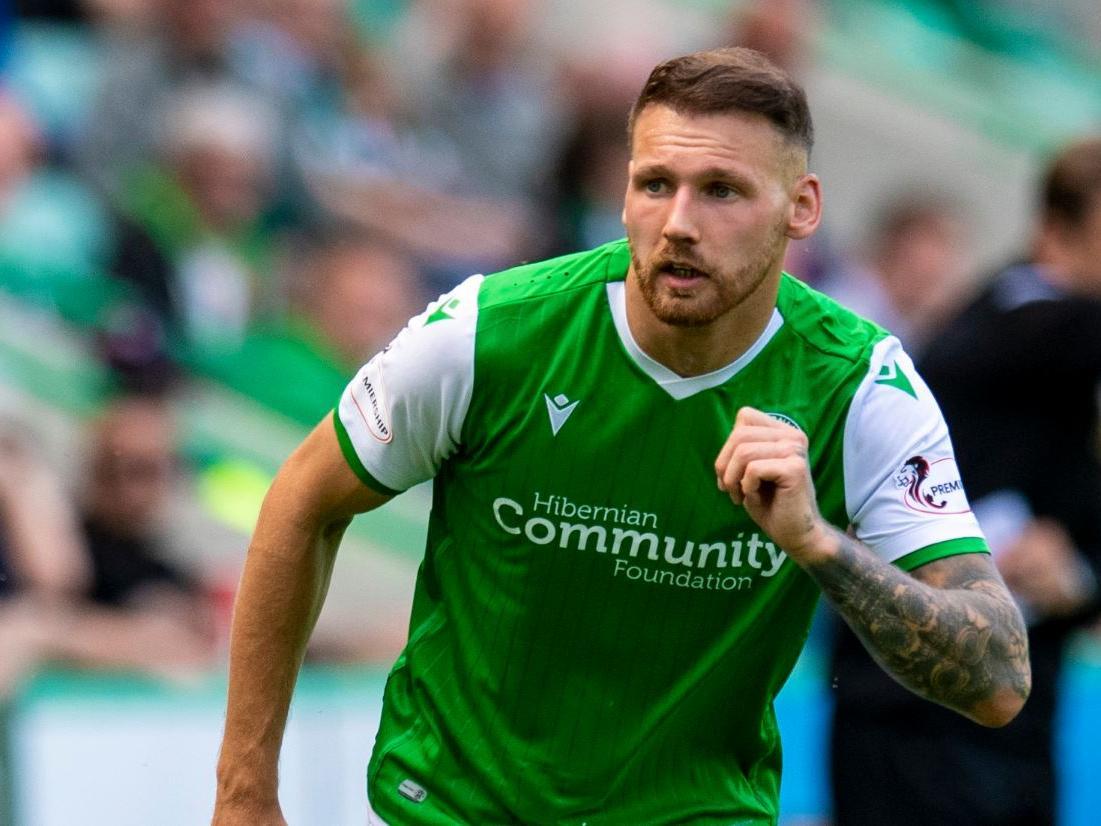 On early in second half and was Hibs' most dangerous attacker. Won penalty for second goal.