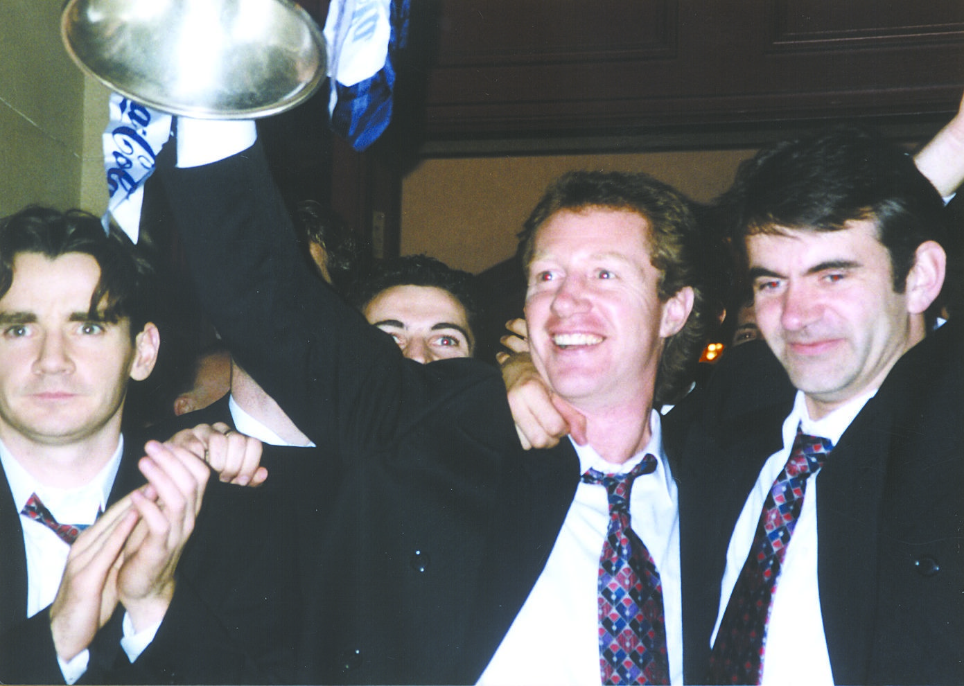 Danny Lennon (far left) looks on as Jimmy Nicholl and Gordon Dalziel parade the Coca Cola League Cup, won by Raith Rovers in 1994.