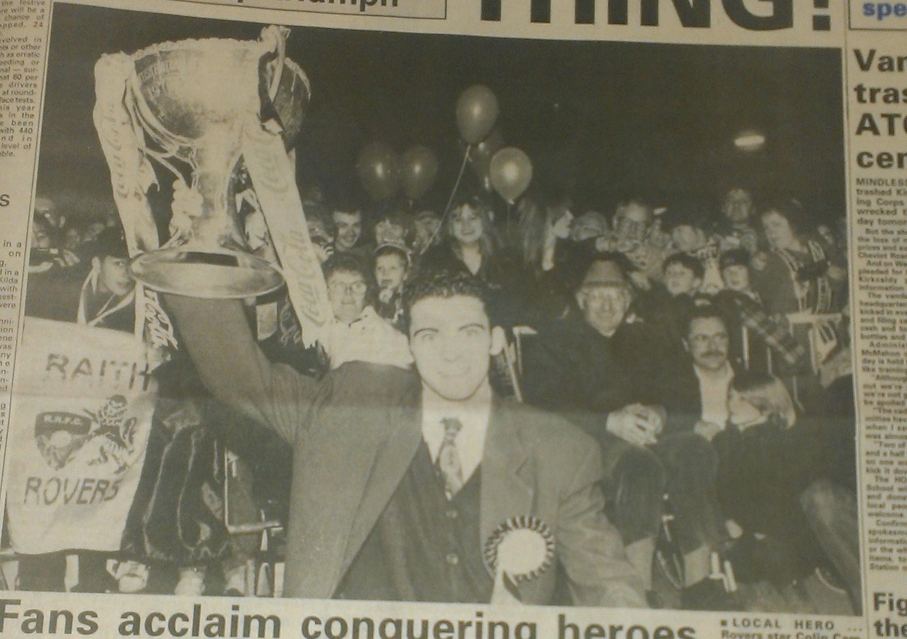 Raith Rovers Coca Cola Cup -  front page of the Fife Free Press celebrating cup final win