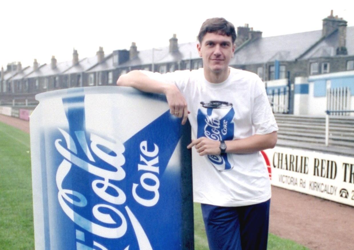 Ally Graham Raith Rovers - with promo pic for Coca Cola Cup final 1994