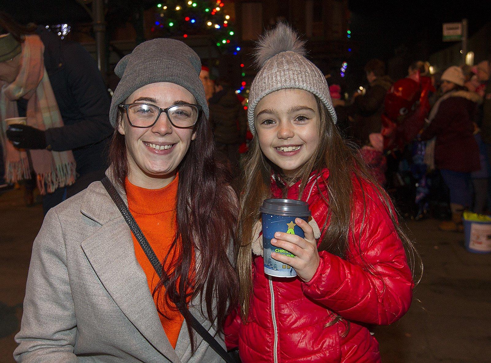 Gracie Miller and Hanna Desport at Hawick Christmas lights