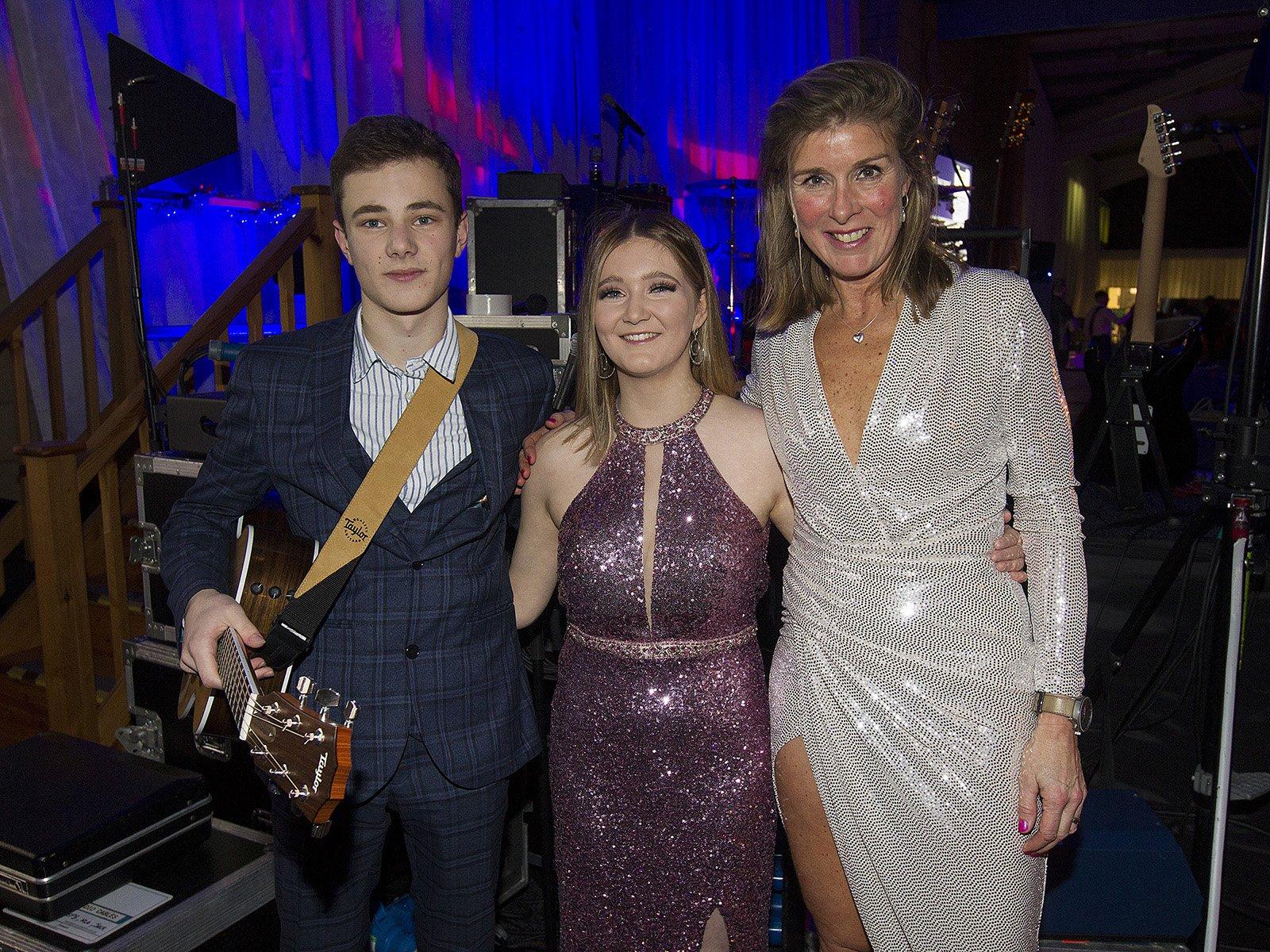Alex Handyside and Milly Coltherd from Selkirk performed before and during dinner, and they're pictured with Mary Crawford.