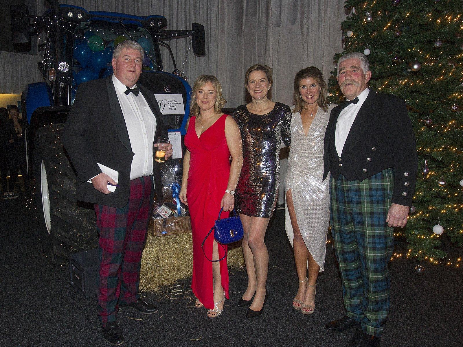 MC Charlie Rutherford, committee members Penny Stratford, Emma McCallum, Mary Crawford and Nigel Brown gave a vote of thanks at Saturday's ball in Kelso in memory of George Crawford.