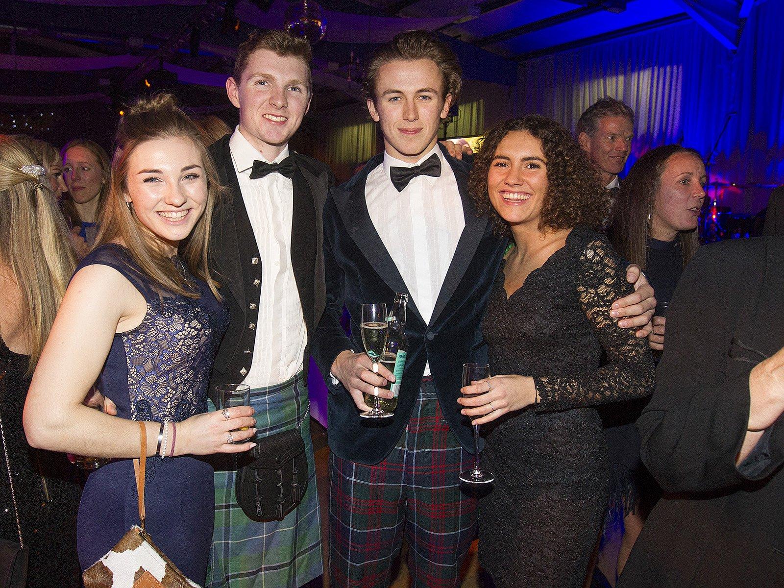 Penny Morsen, Archie Manners, Harry Hutchinson and Carrie Ruben  at Saturday's ball in Kelso in memory of George Crawford.