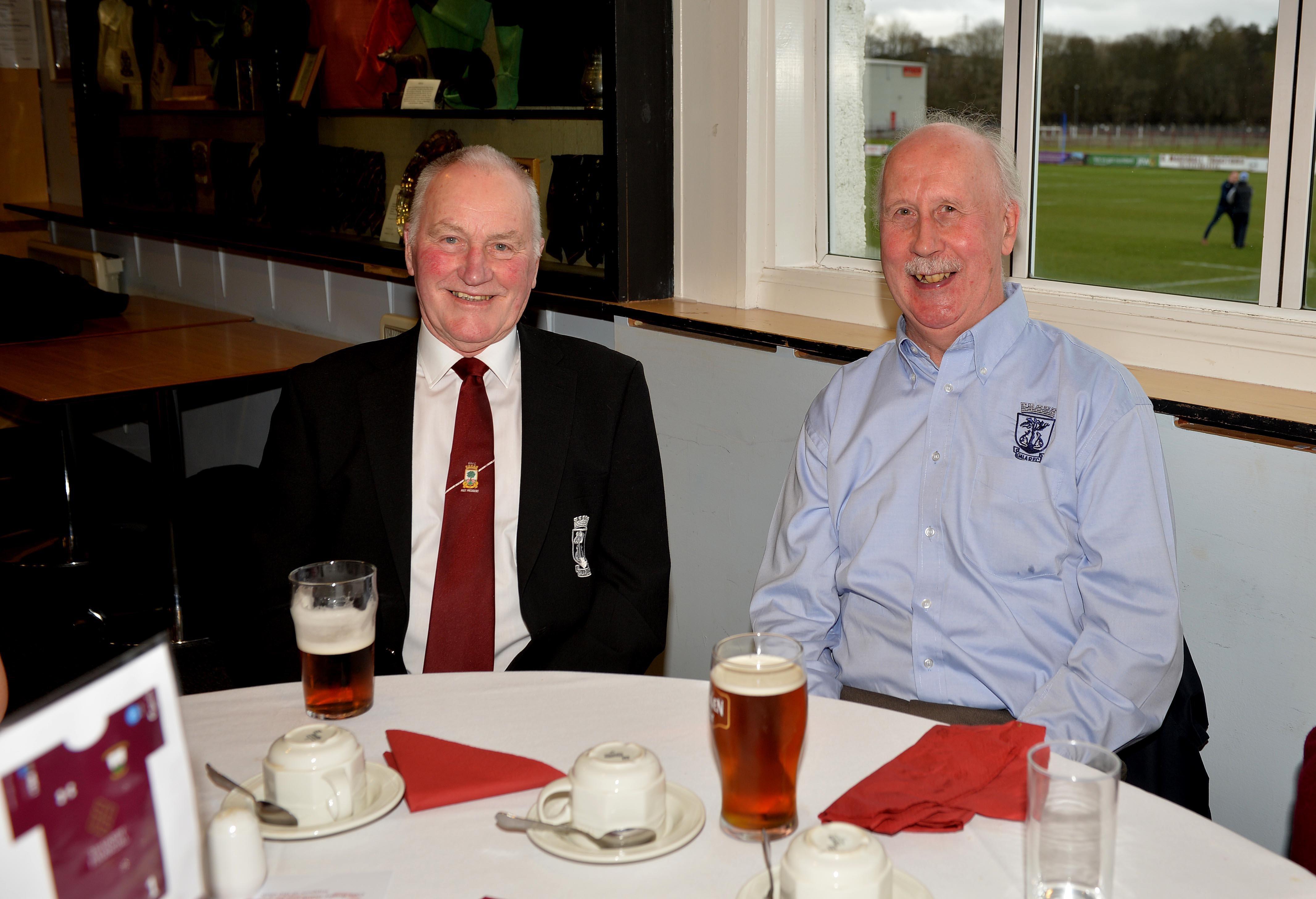 At Gala RFC's dinner, Bob Sneddon and Jim Dickson.