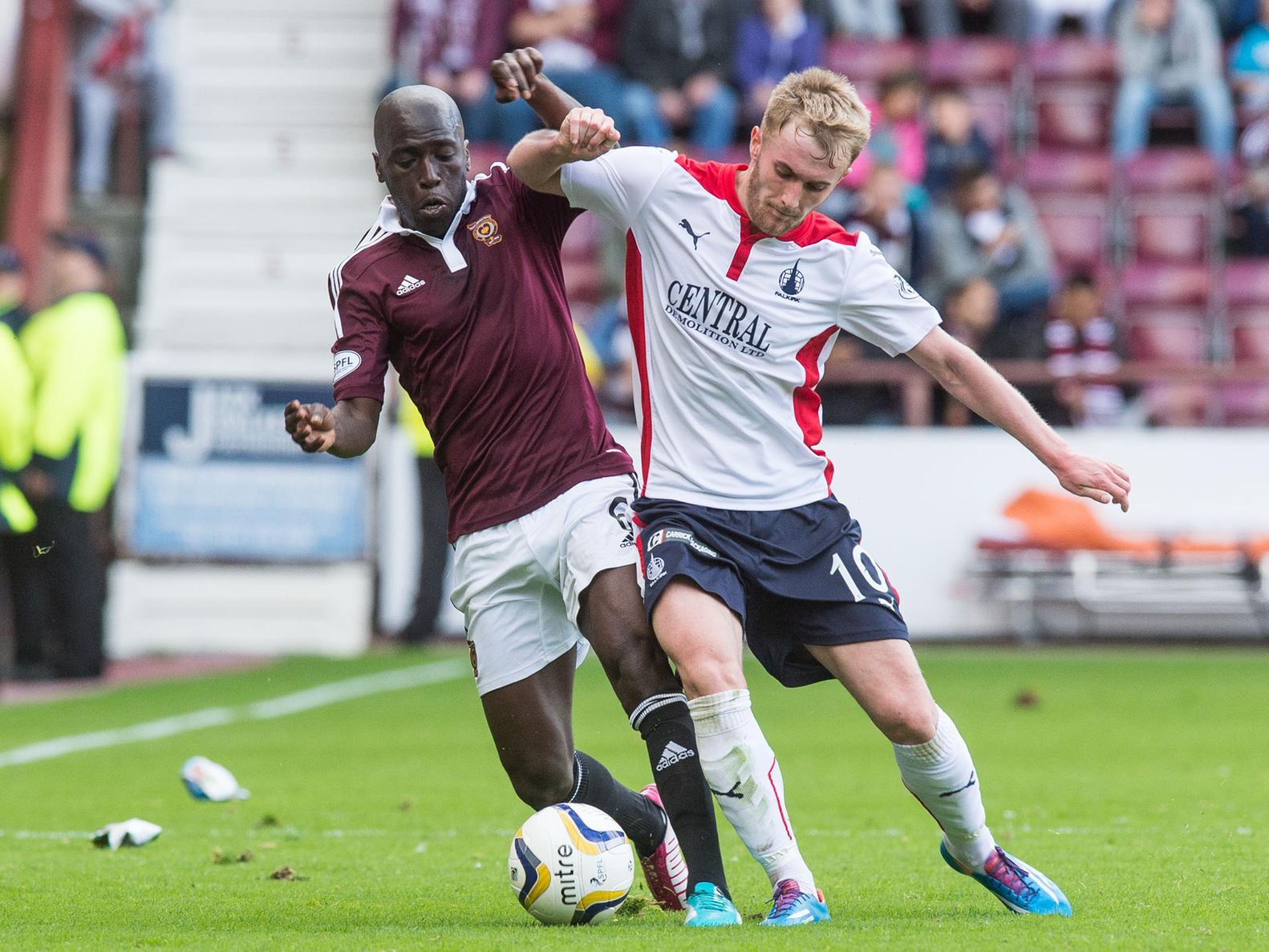 Botti Bia Bi netted a late consolation at Tynecastle as the Bairns went down 4-1 to ten man Hearts early in to the 2014/15 season