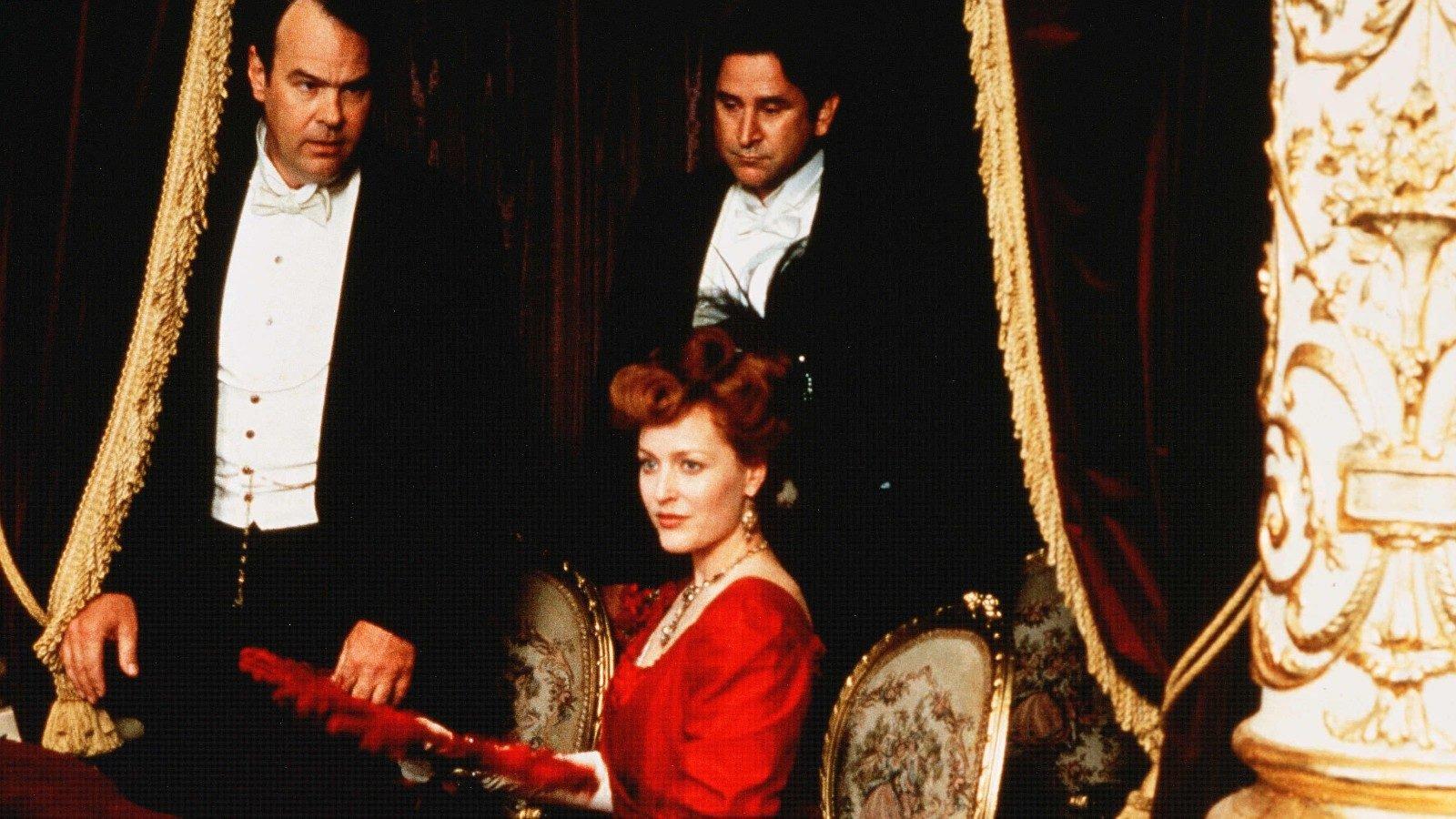 Dan Akroyd, Gillian Anderson and Anthony LaPaglia in The House of Mirth. Manderston in Berwickshire and Gosford in East Lothian were the primary locations for Terence Davies’ 2000 adaptation of Edith Wharton’s 1905 novel.