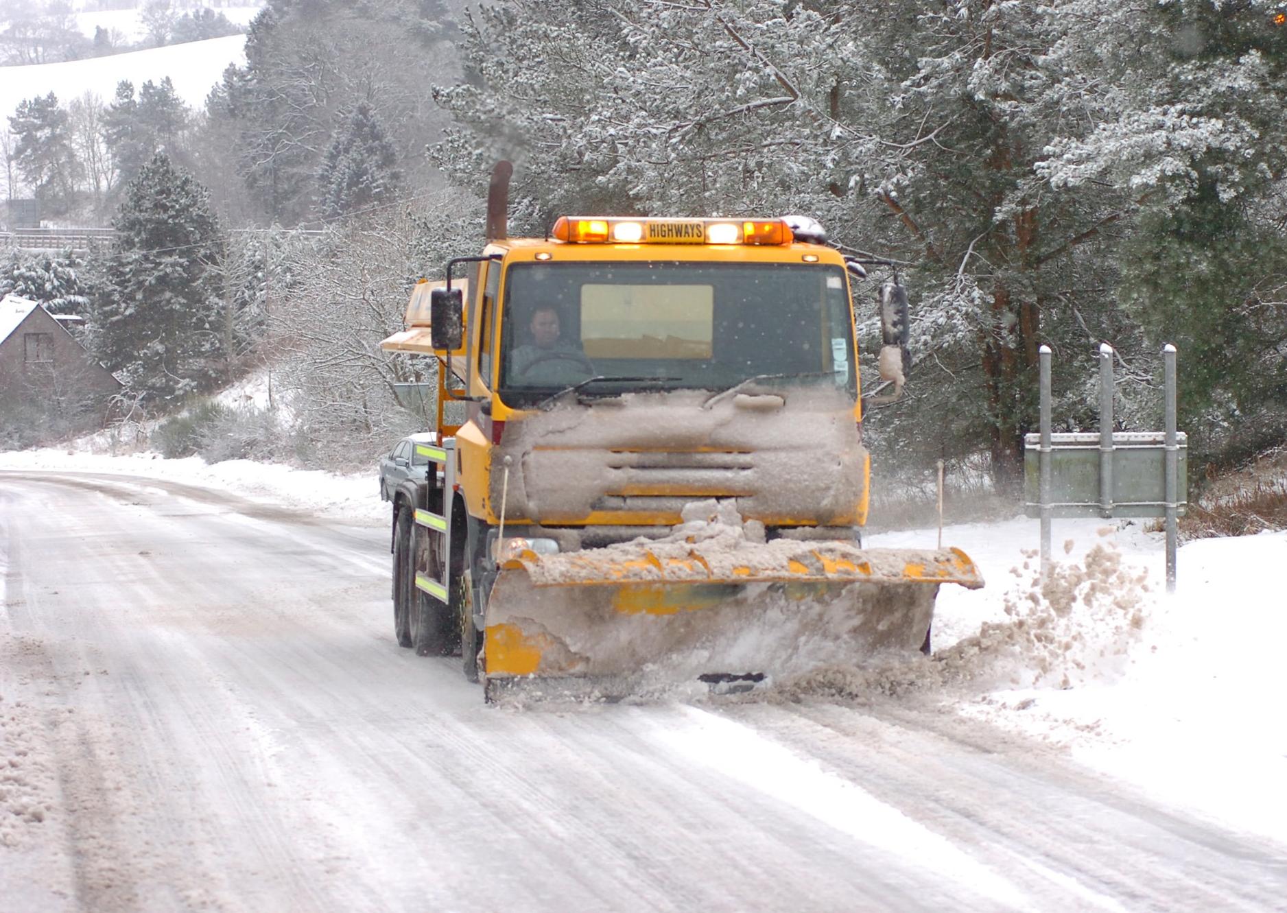 Scottish Borders gritter clearing the roads near Melrose.
