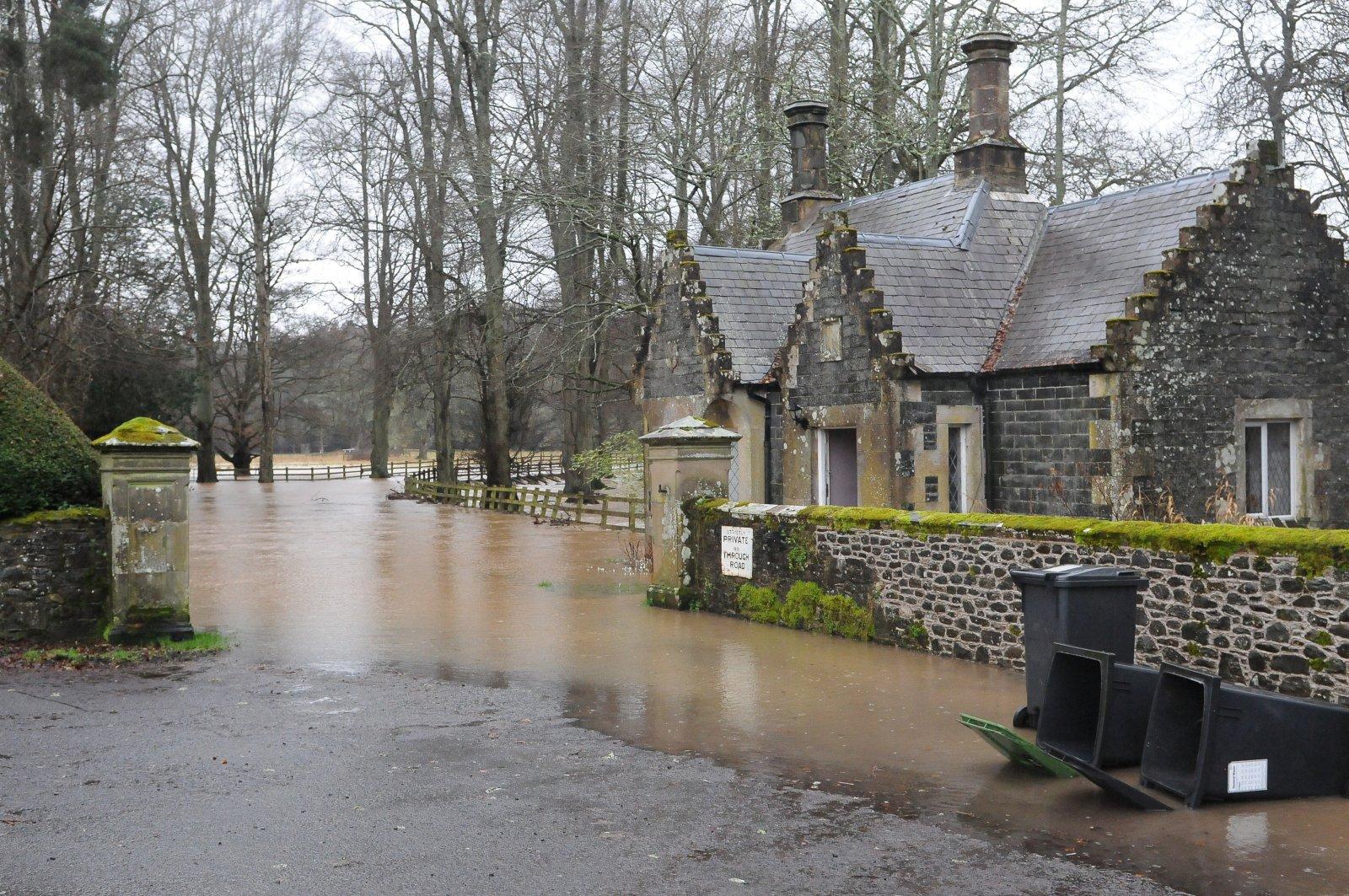 Flooding at the lodge house for the Sunderland Hall estate near Selkirk.