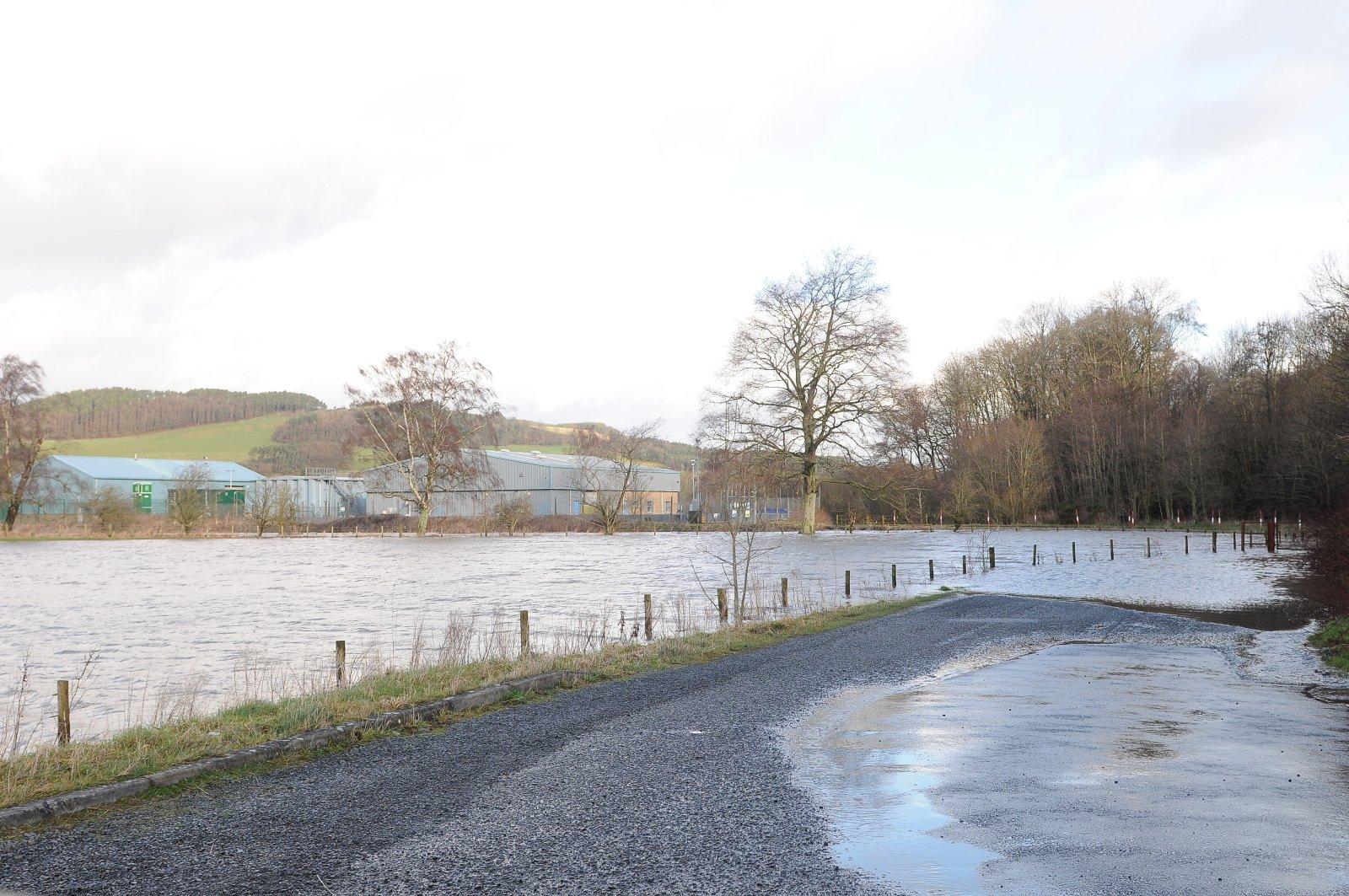 Flooding at the waterworks at Howden, near Selkirk.