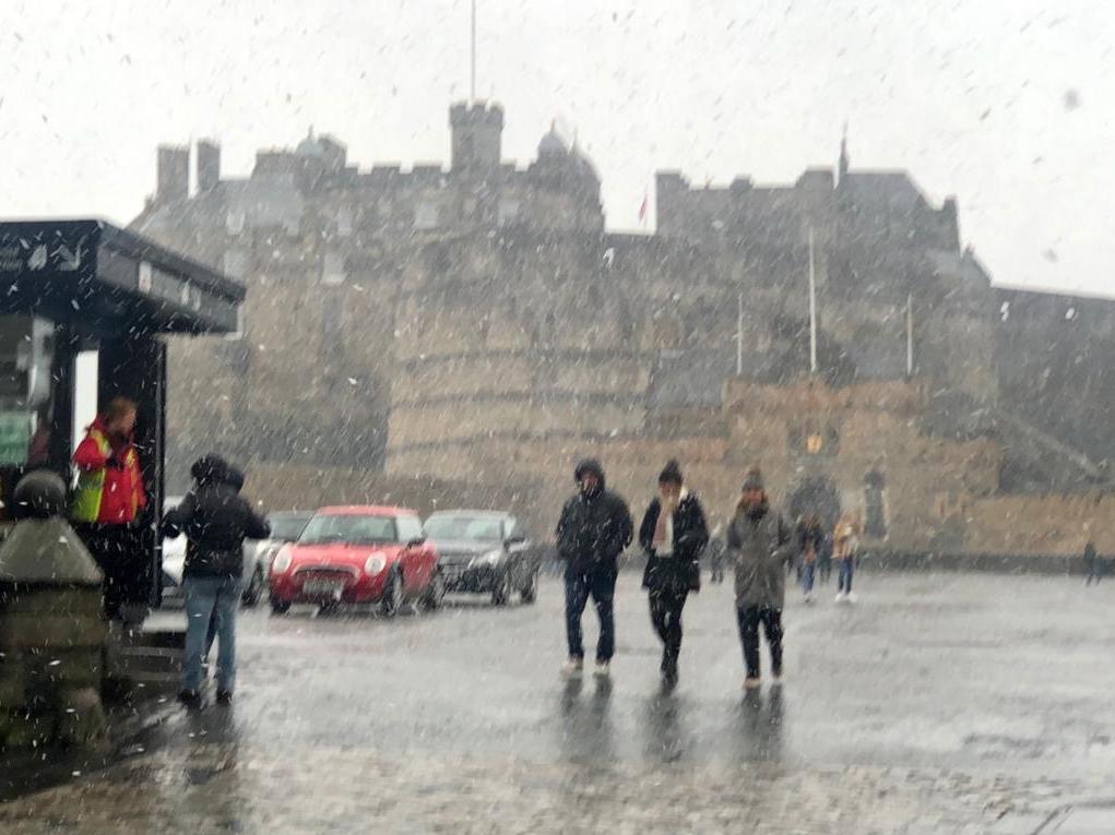 Blizzard conditions swept through the Capital on Monday in the wake of Storm Ciara, with visitors to Edinburgh Castle feeling the chill. Pic: Lisa Ferguson