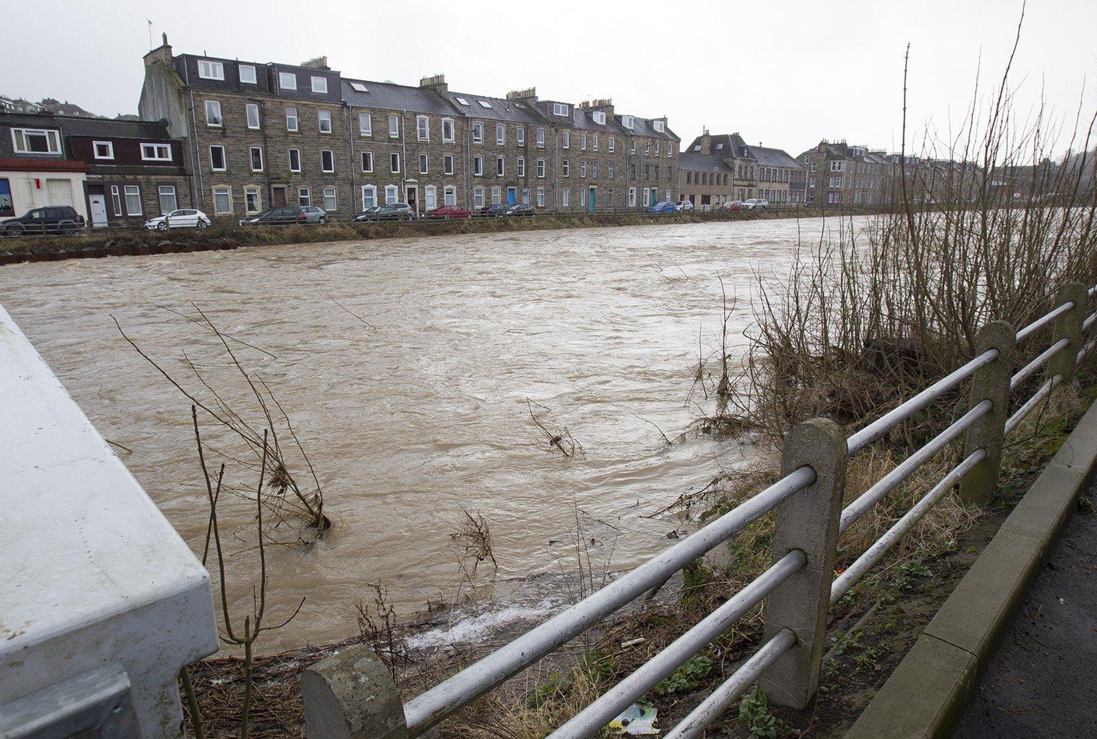 The River Teviot at Mansfield Road in Hawick.
