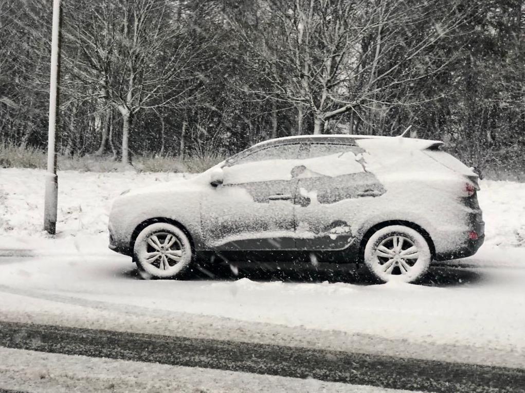 Cars are being covered by snow in Livingston. Pic: Lisa Ferguson