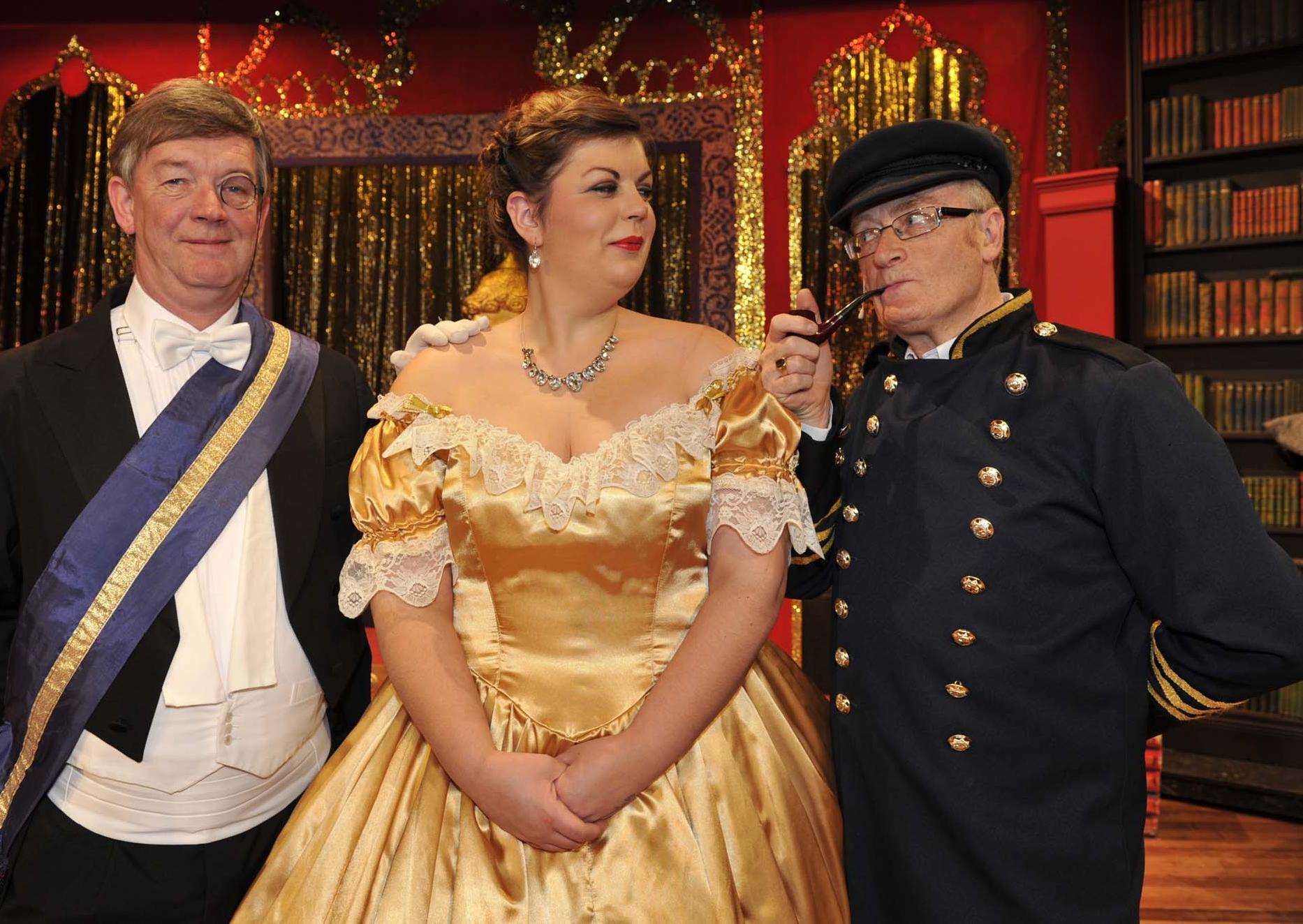 Selkirk Amateur Operatic Society presents 'The King and I' at The Victoria Hall. L-r, Sir Edward Ramsay (David Mitchell) Anna Leonowens (Nicole Robertson) and Captain Orton (Ian Wilson).