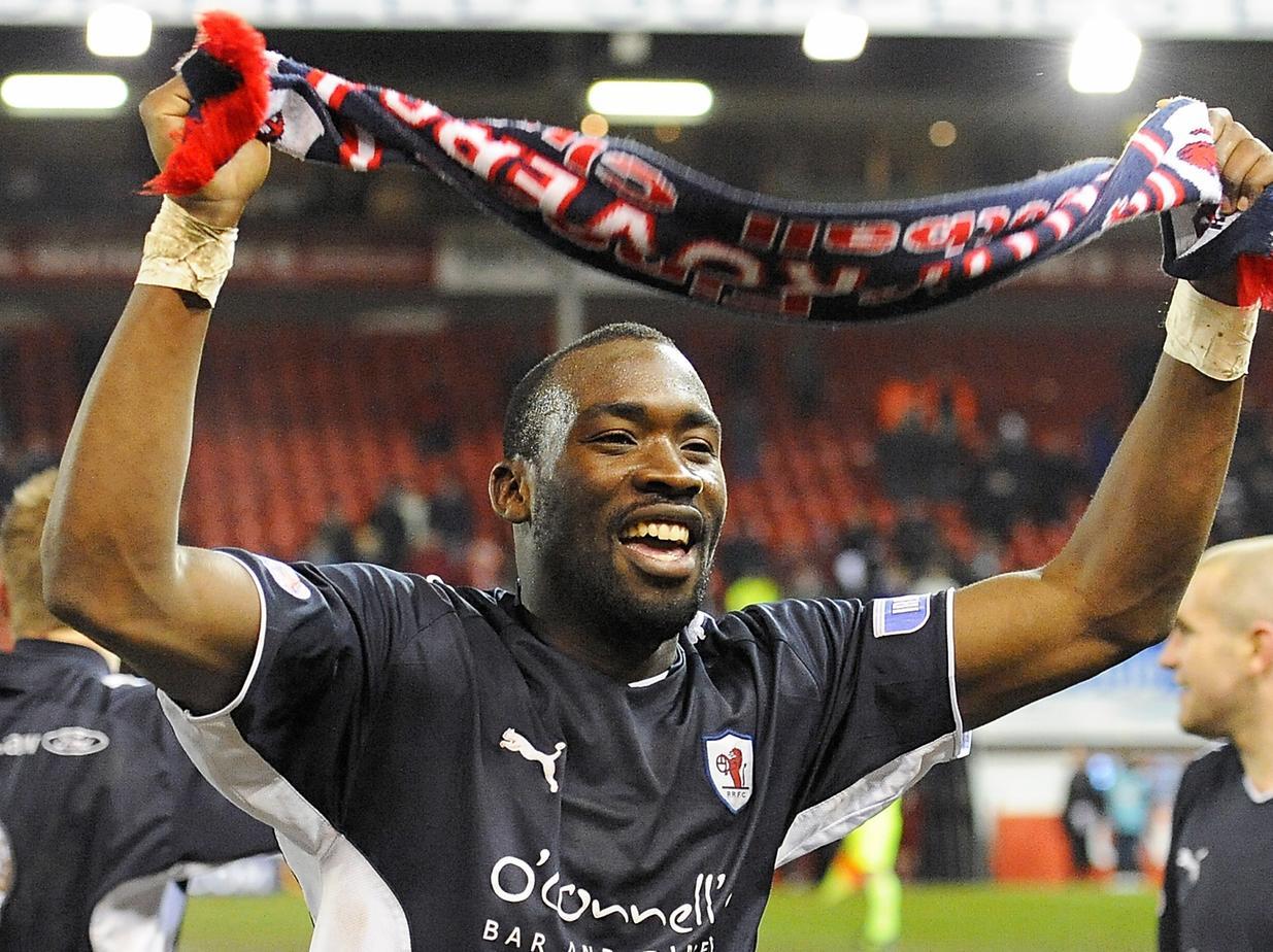 Goal hero Gregory Tade at full-time.