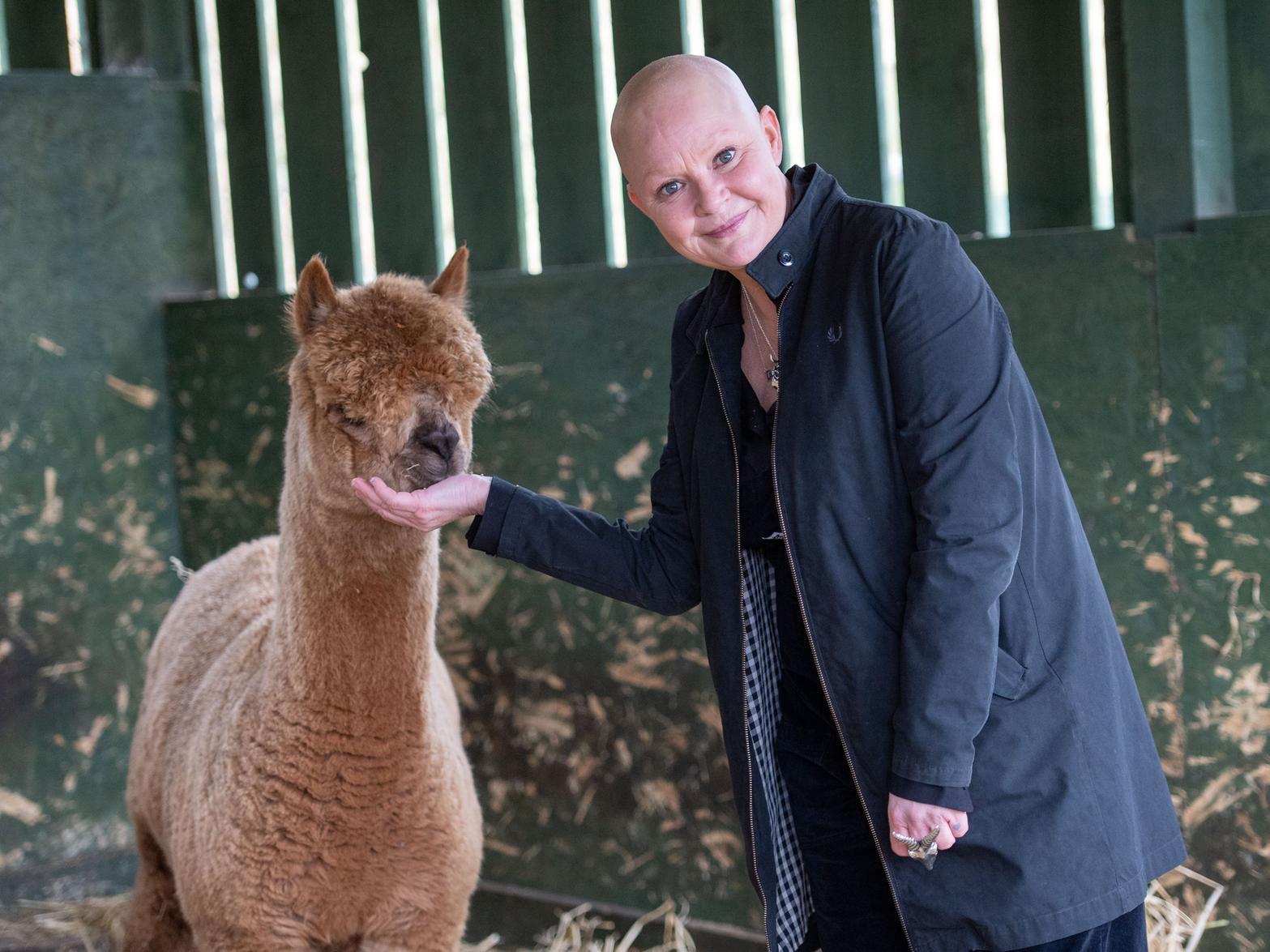 Edinburgh-born Gail Porter meets the new Love Gorgie Farm team and helps out with volunteers to get the farm ready for opening later this month. Pic: Ian Georgeson