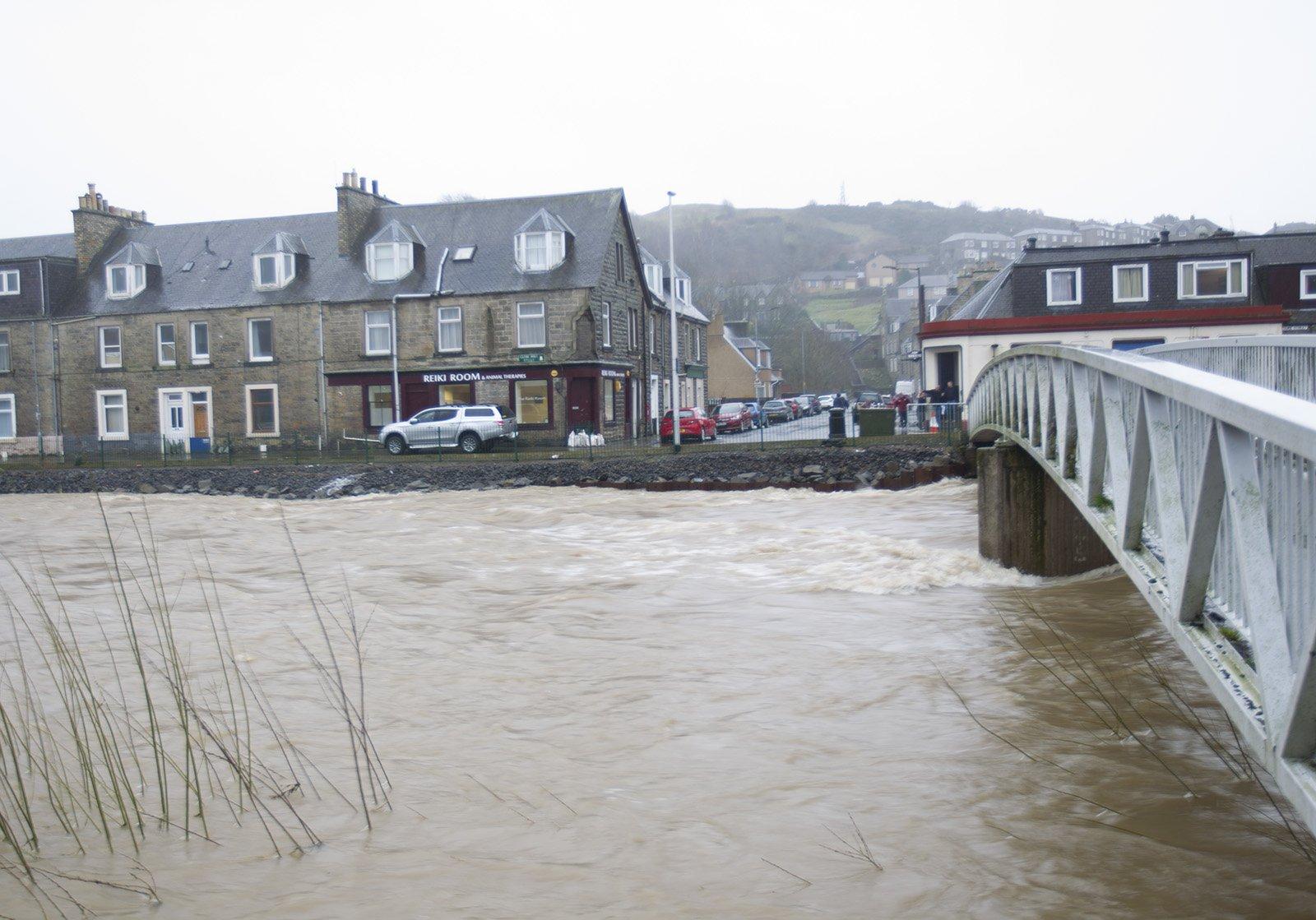 The River Teviot at Mansfield Road in Hawick on Saturday.
