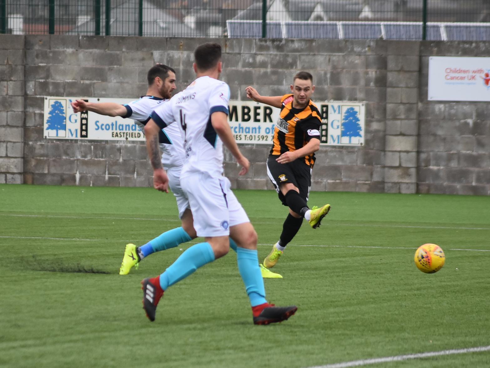 Ryan Wallace lashes home East Fife's opener.