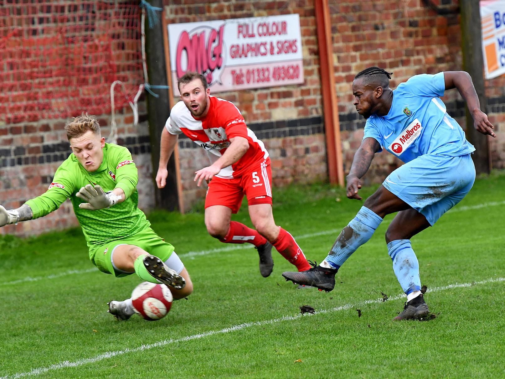 Jazz Luckie scores the winner at Gresley on Saturday
