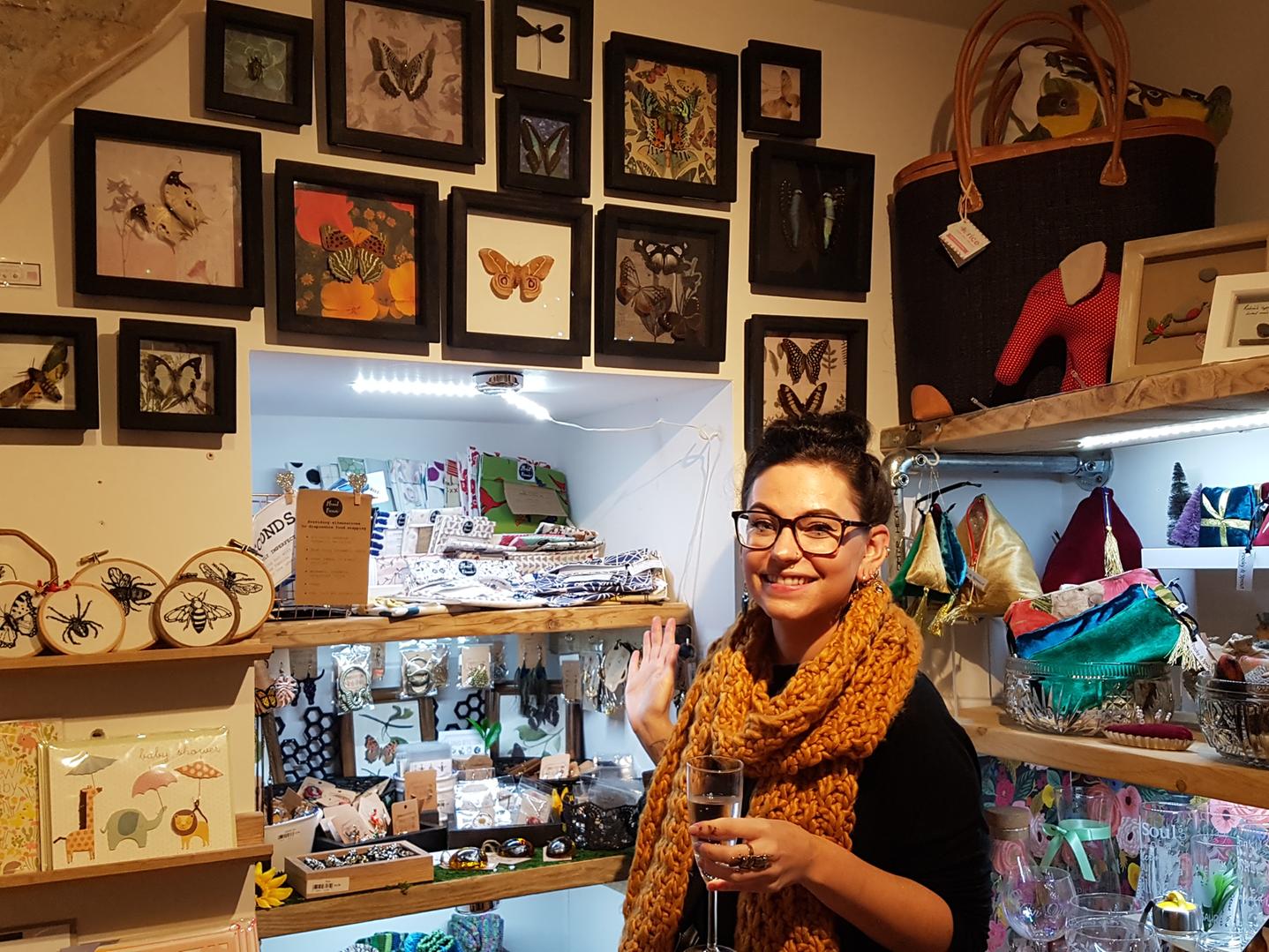 Susan Askew is a trader at The Bean Hive who runs Stoned Affection. She breeds some moths that feature in her frames.