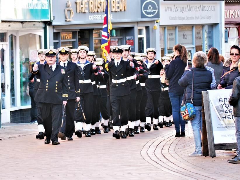 Trafalgar Day Parade, Sea Cadets march up Parson's Street