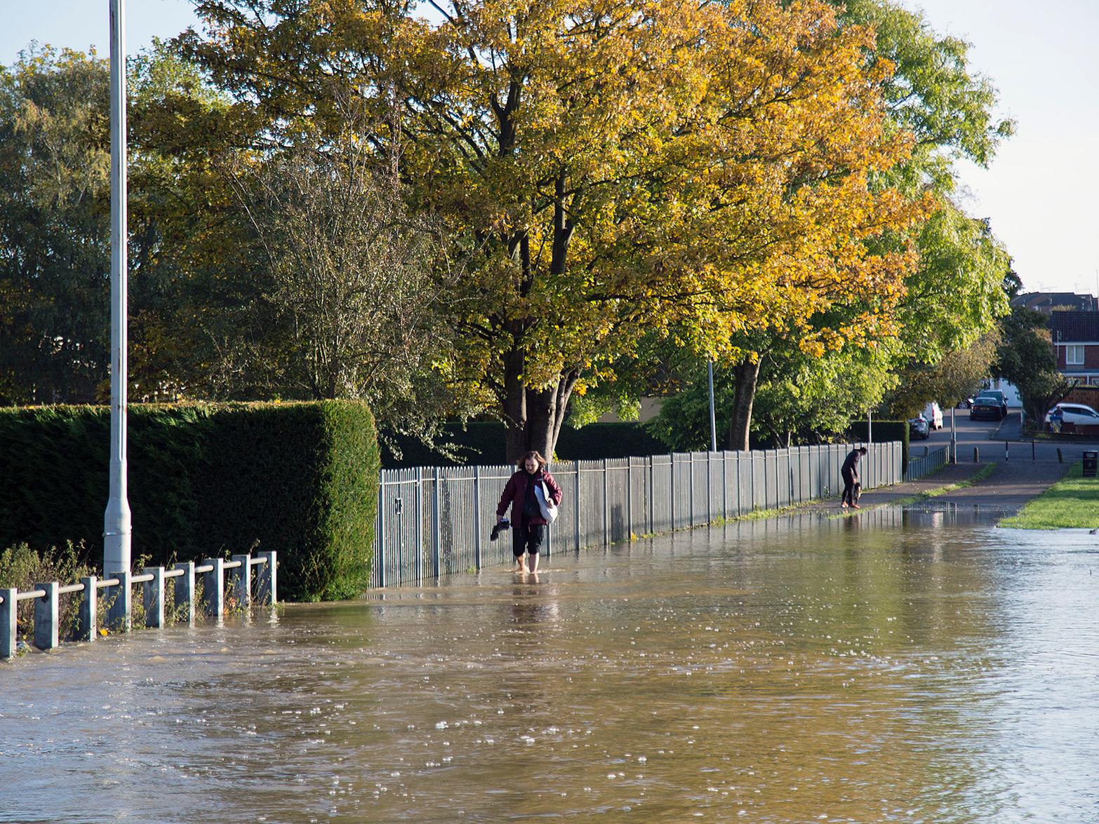 The River Ise flooded and turned pathways into waterways near Kettering's skate park this Sunday.
