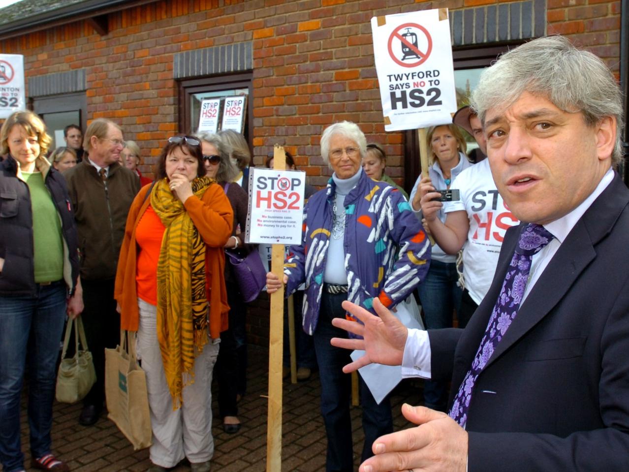 Supporting anti-HS2 campaigners at a demonstration in Buckingham