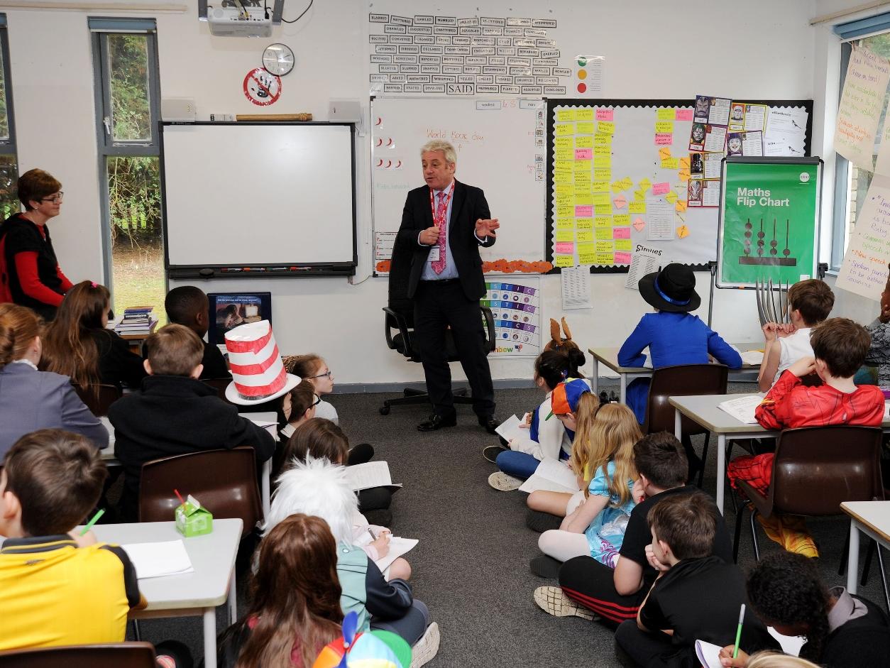 Speaking to children on World Book Day at Winslow C of E School