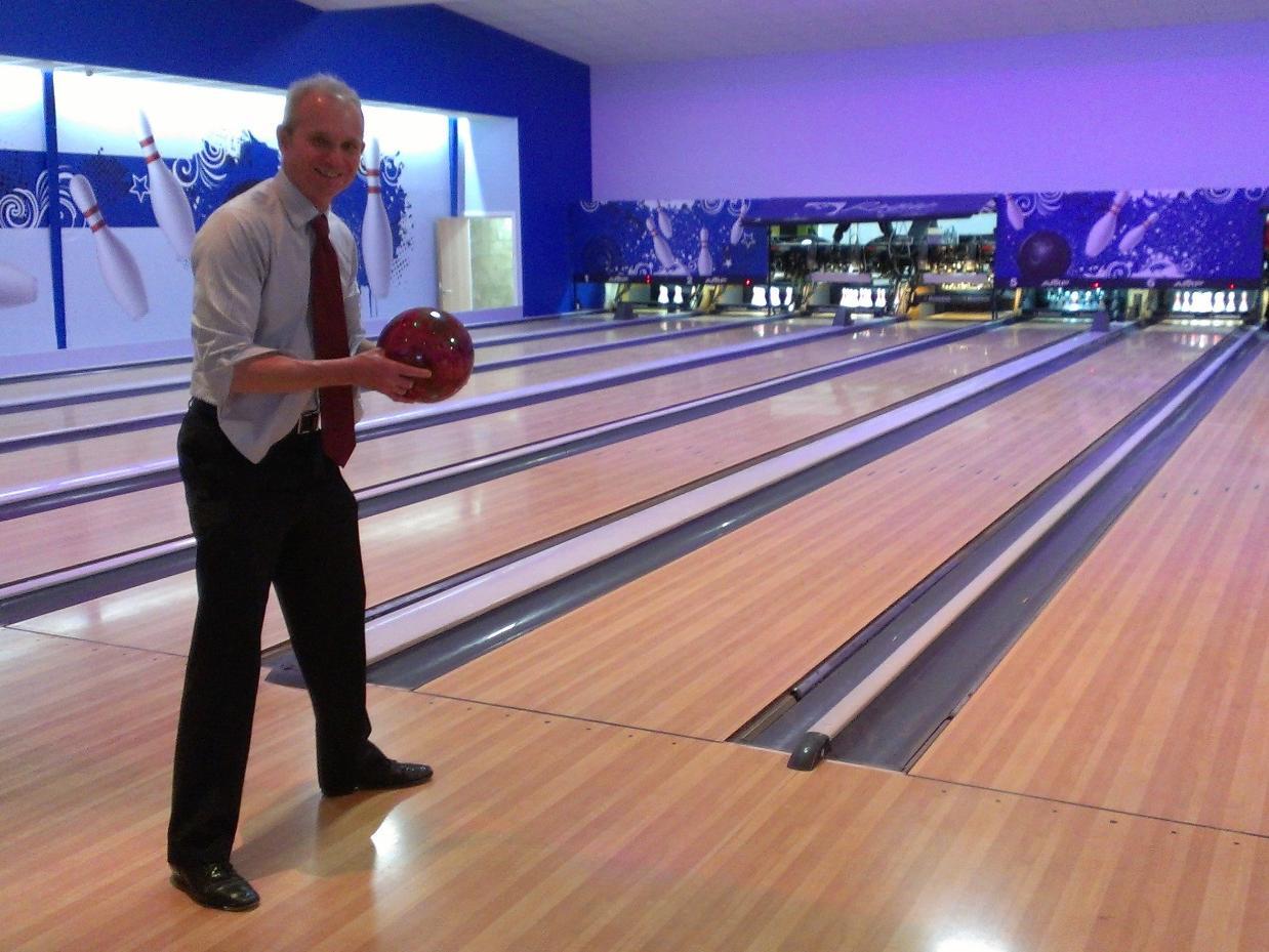 At the opening of Aylesbury's Rogue Bowling in 2014