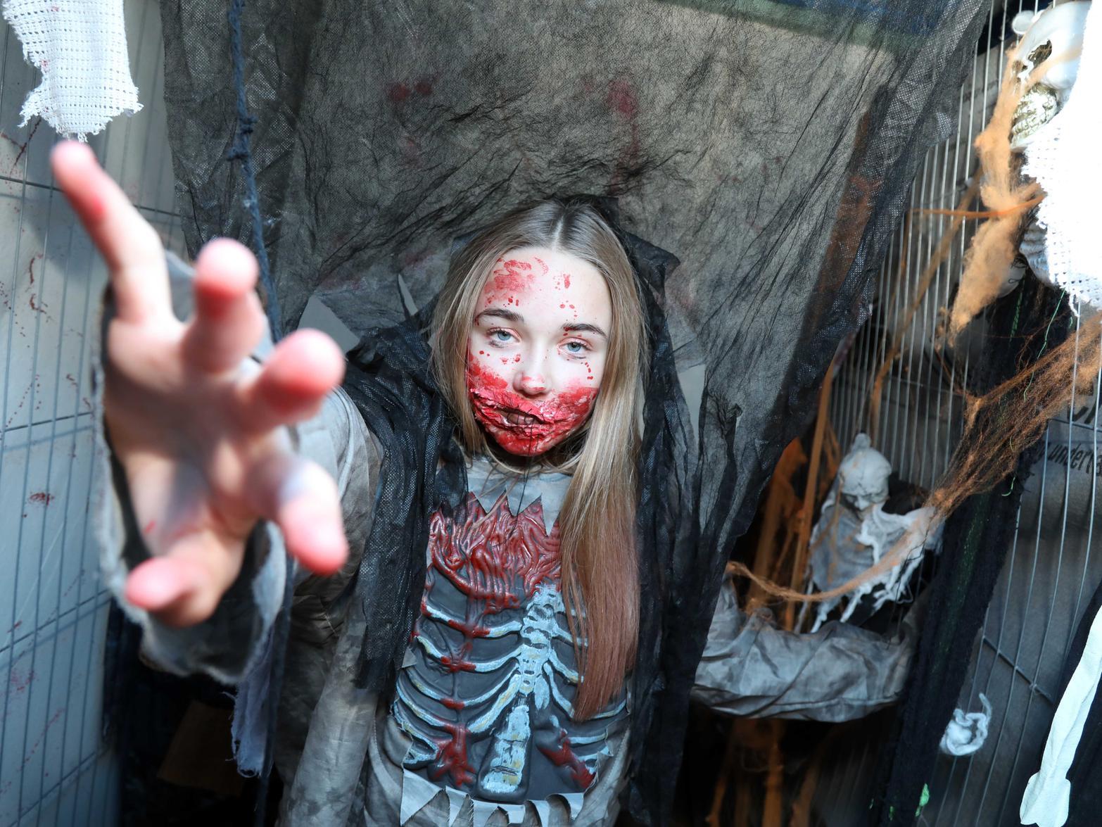 This zombie had a stitched up mouth - the make up was incredible