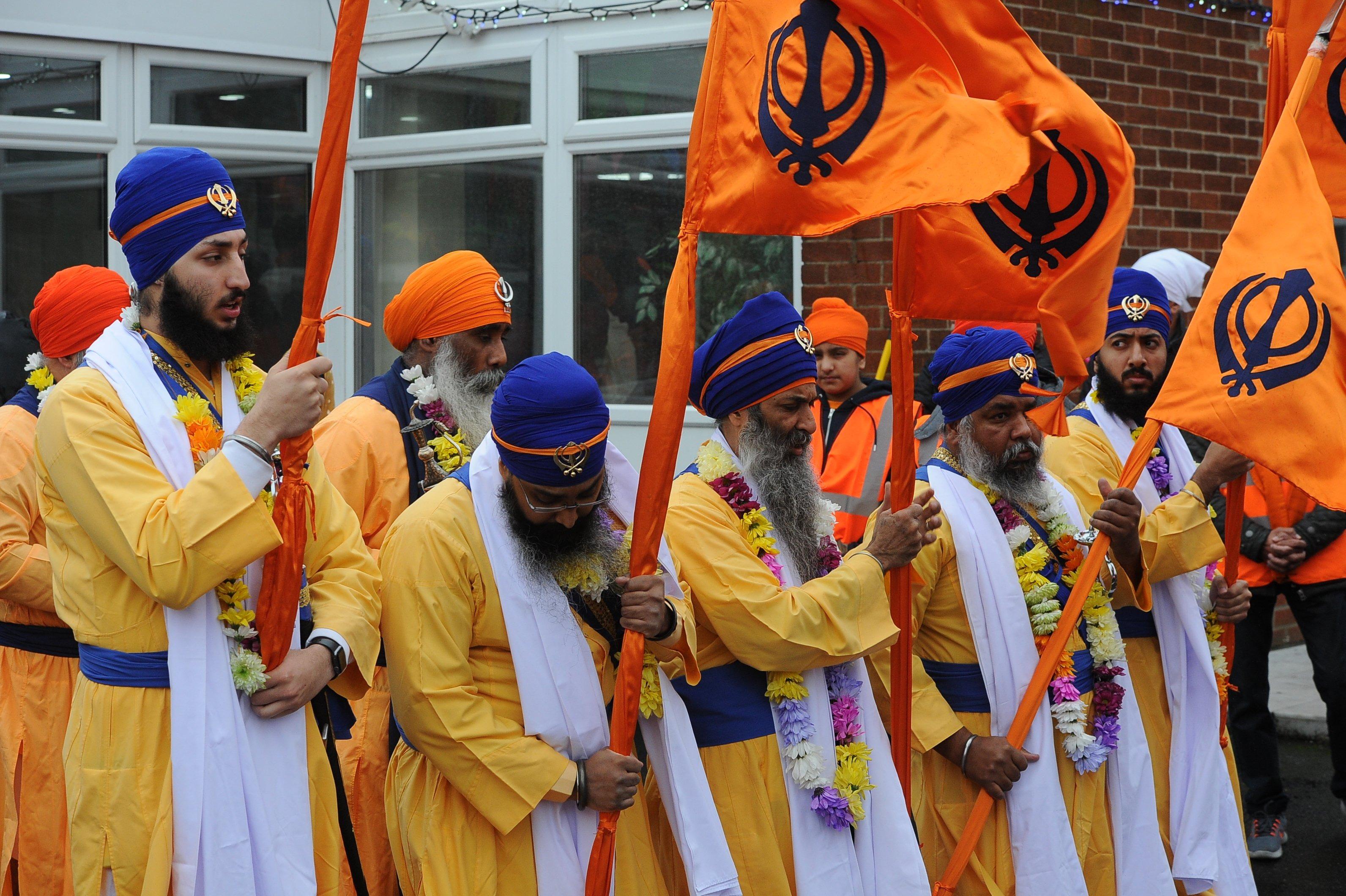 Peterborough Sikh Parade 2019 from the Gurdwara Baba Budha Sahib Temple at Royce Road to Sri Guru Singh Gurdwara Temple at Newark Road EMN-190211-213419009