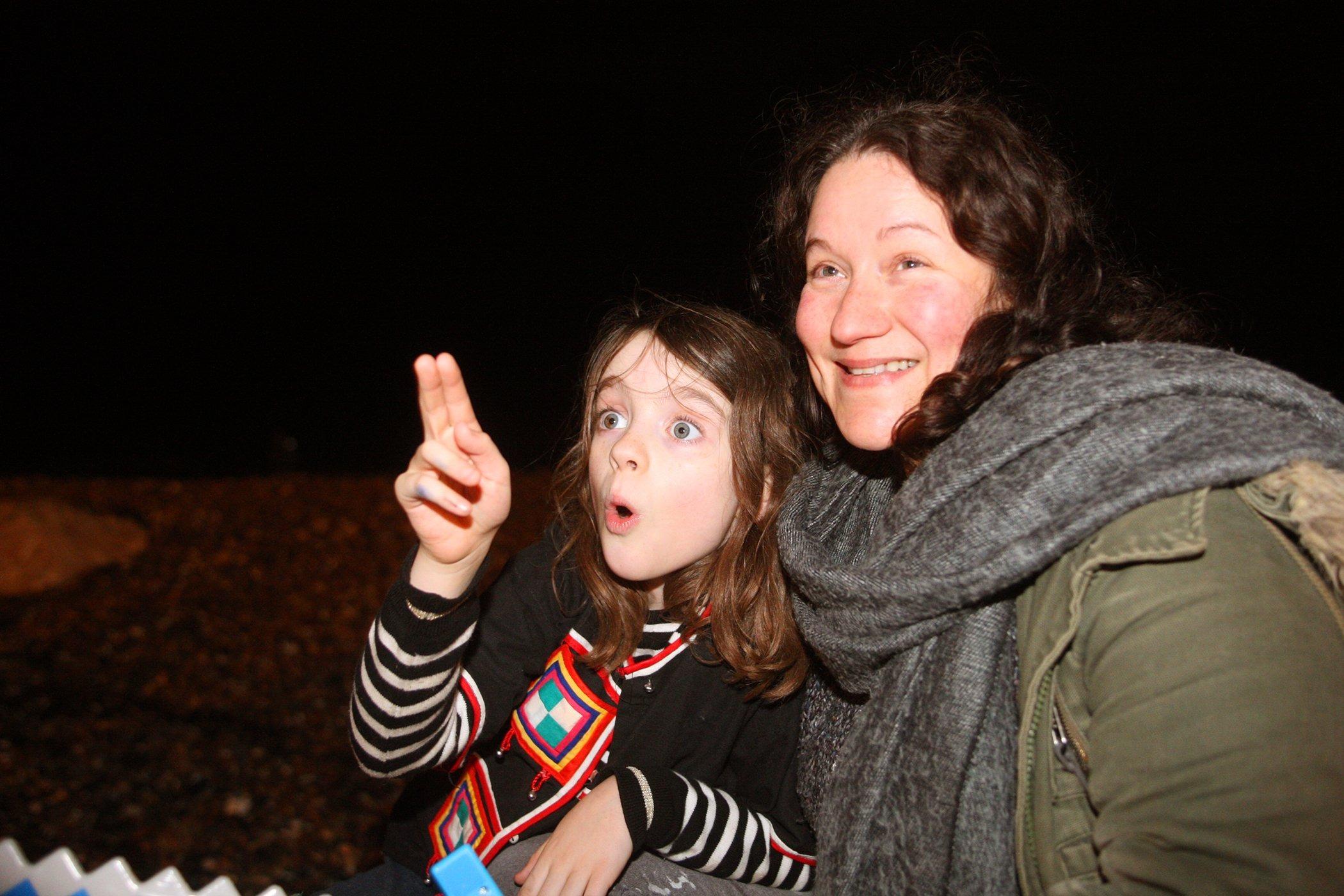 DM19110542a.jpg. Worthing fireworks night. Sam and daughter Elizabeth, eight. Photo by Derek Martin Photography.