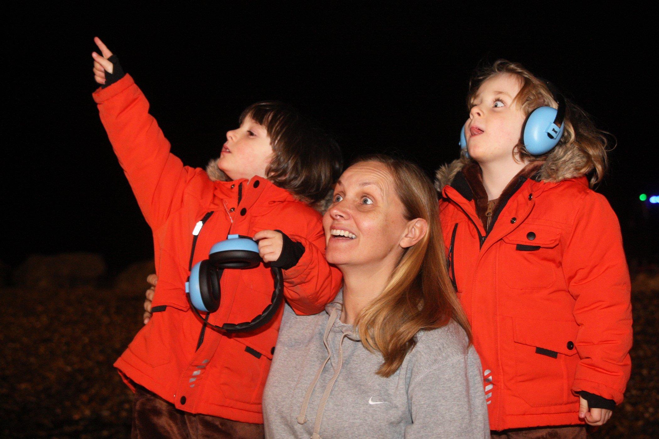 DM19110539a.jpg. Worthing fireworks night. Amanda Brody-Walderman and her three-year-old twins Moe, left, and Rufus. Photo by Derek Martin Photography.