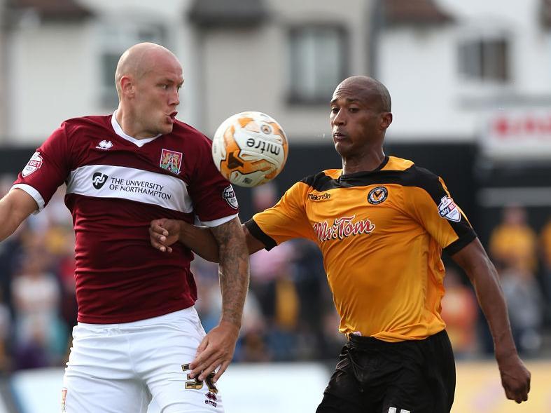 Among Chippenham's current ranks are former Cardiff and Southend striker Nat Jarvis and ex-Millwall forwardChris Zebroski (pictured in action for Newport against the Cobblers), plus former Bristol Rovers goalkeeper Will Puddy.