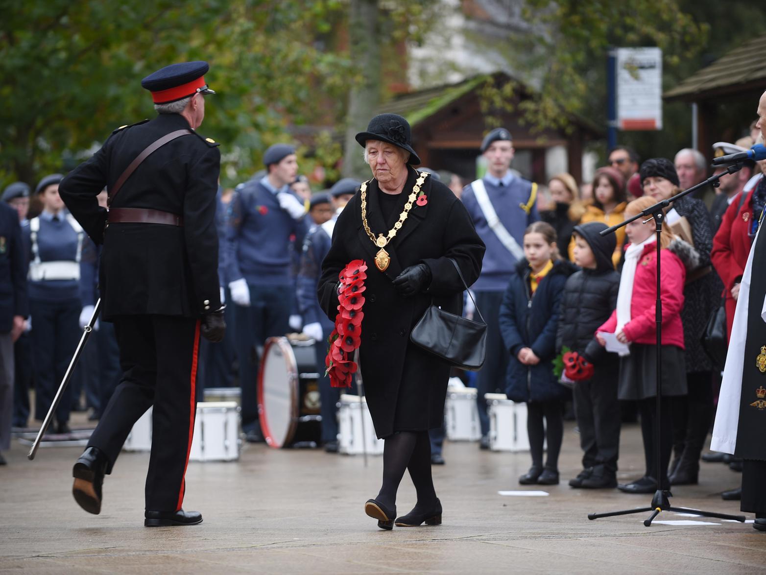 Chairman Barbara Johnson during the wreath laying on the Square.