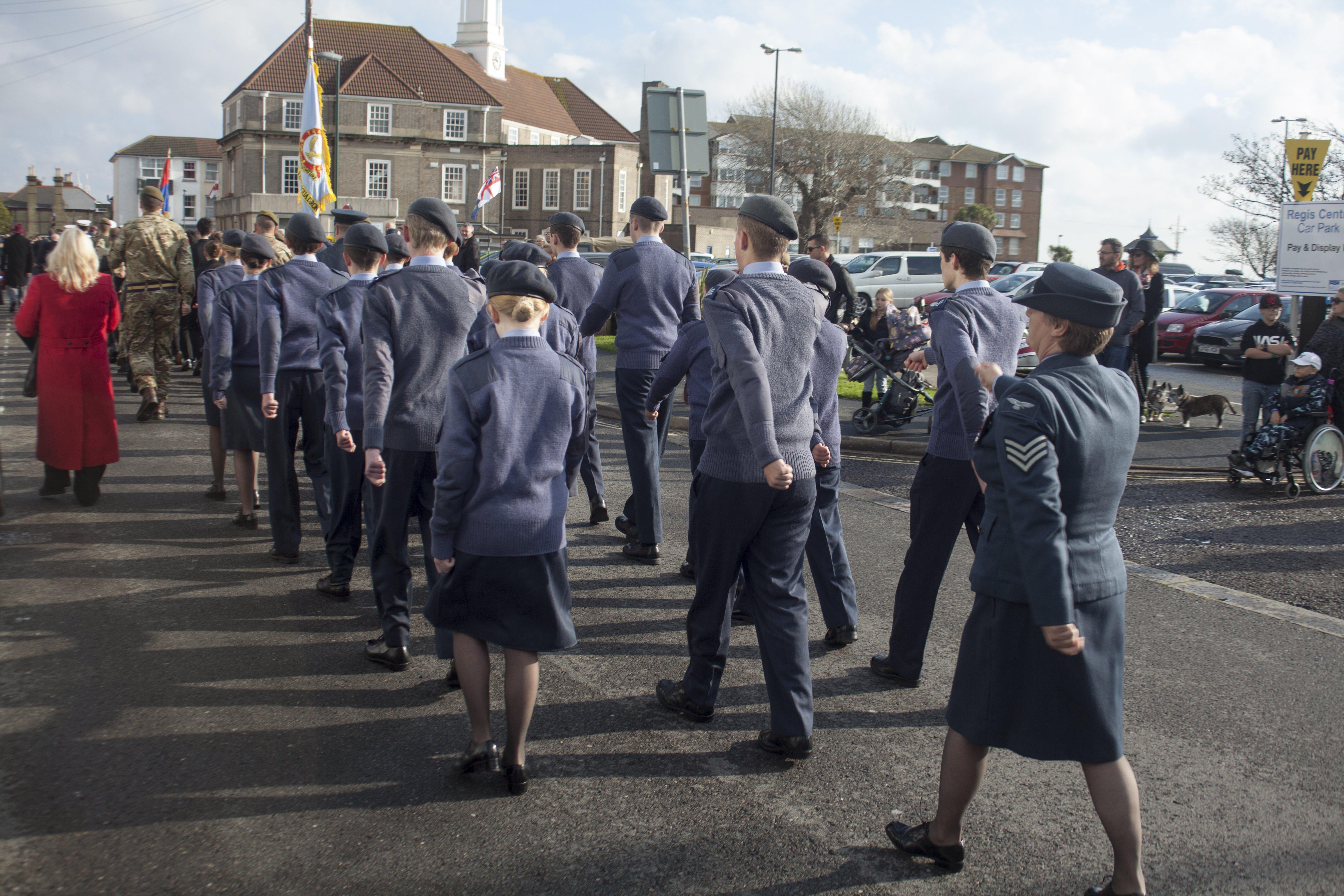 2351 Bognor Regis Air Cadets start the parade
 photo courtesy of Chris Moran and 2351 Bognor Regis Air Cadets