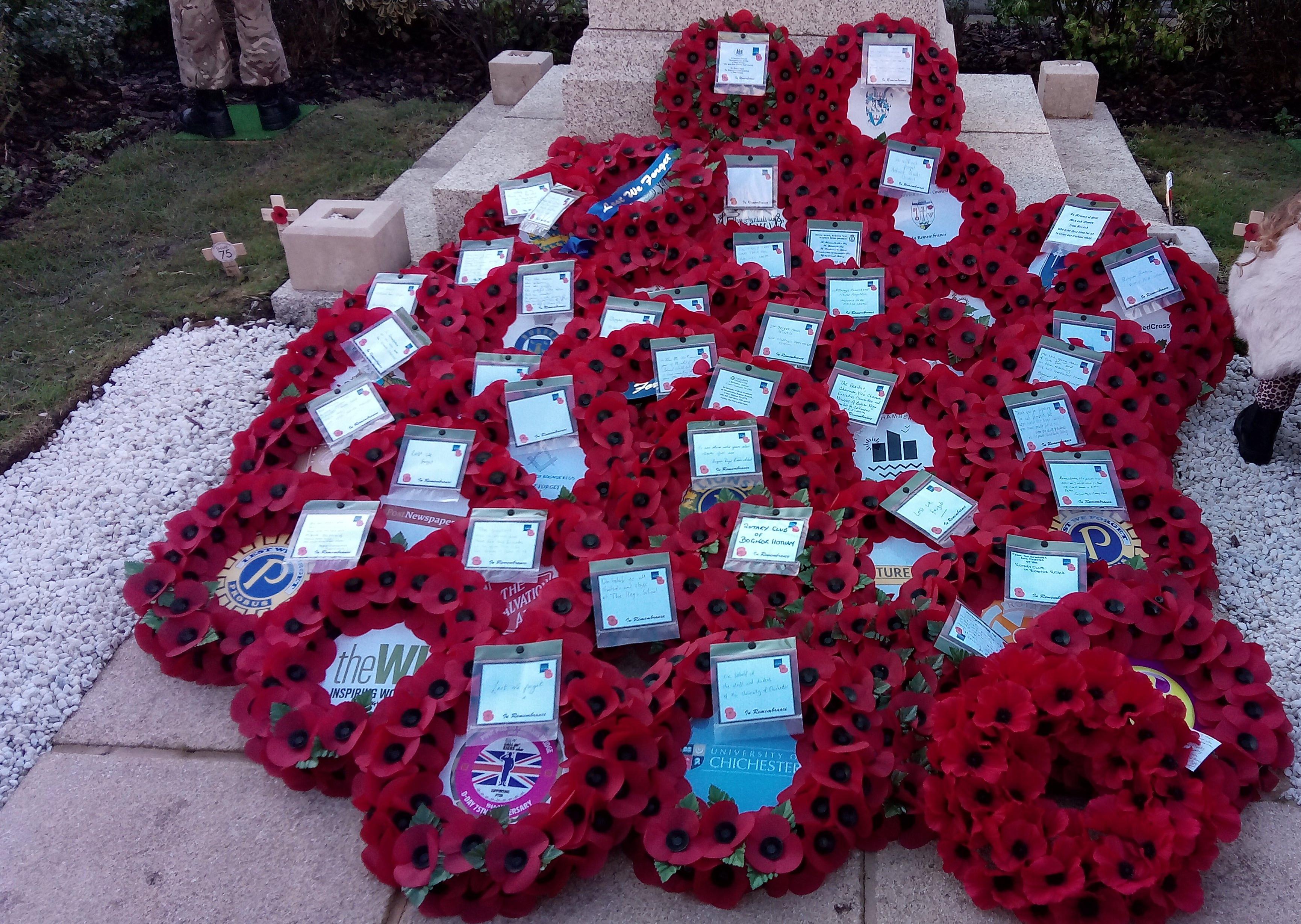 Wreaths laid in front of the memorial