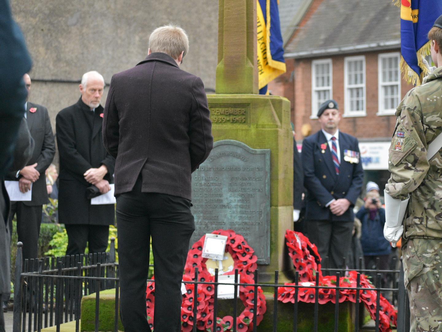 Crowds gather in Lutterworth for the Remembrance service.