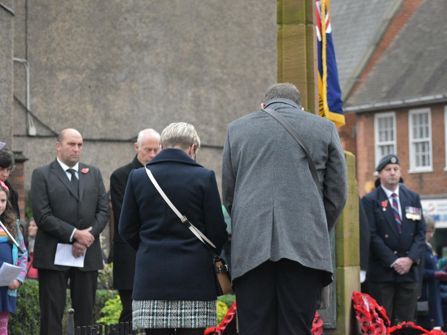 Crowds gather in Lutterworth for the Remembrance service.
