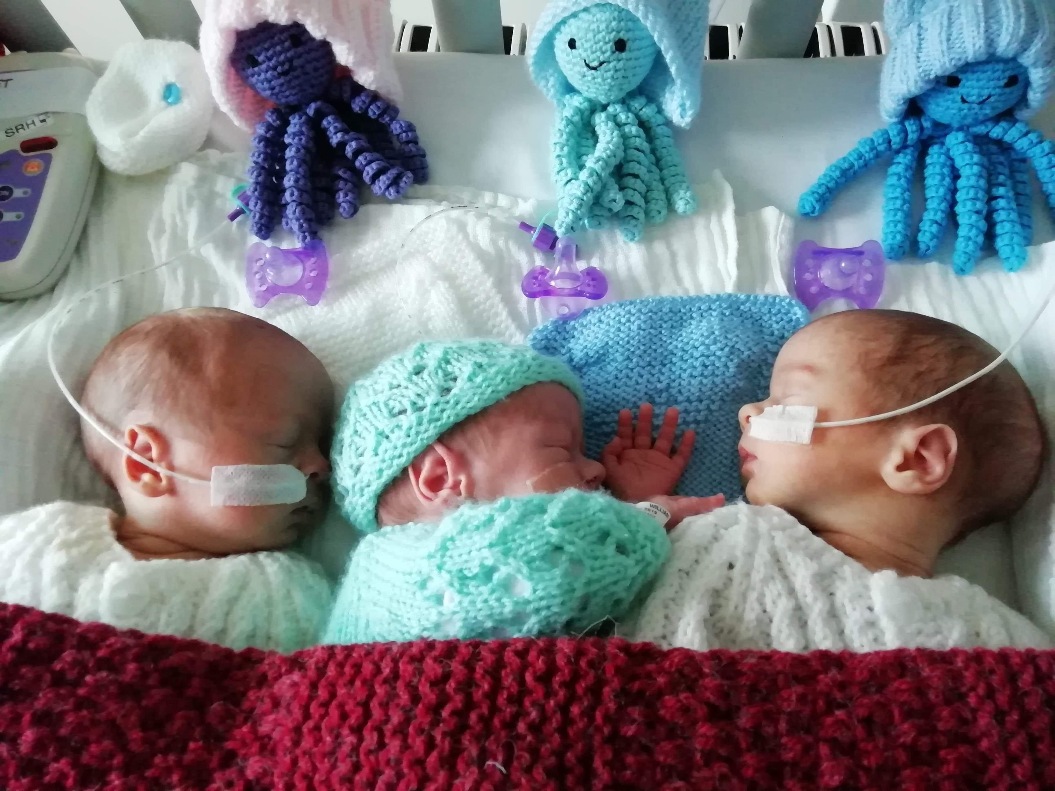 Cheryl Carter and Chris Pegrum from Yapton have triplets: Violet, Frank, and William