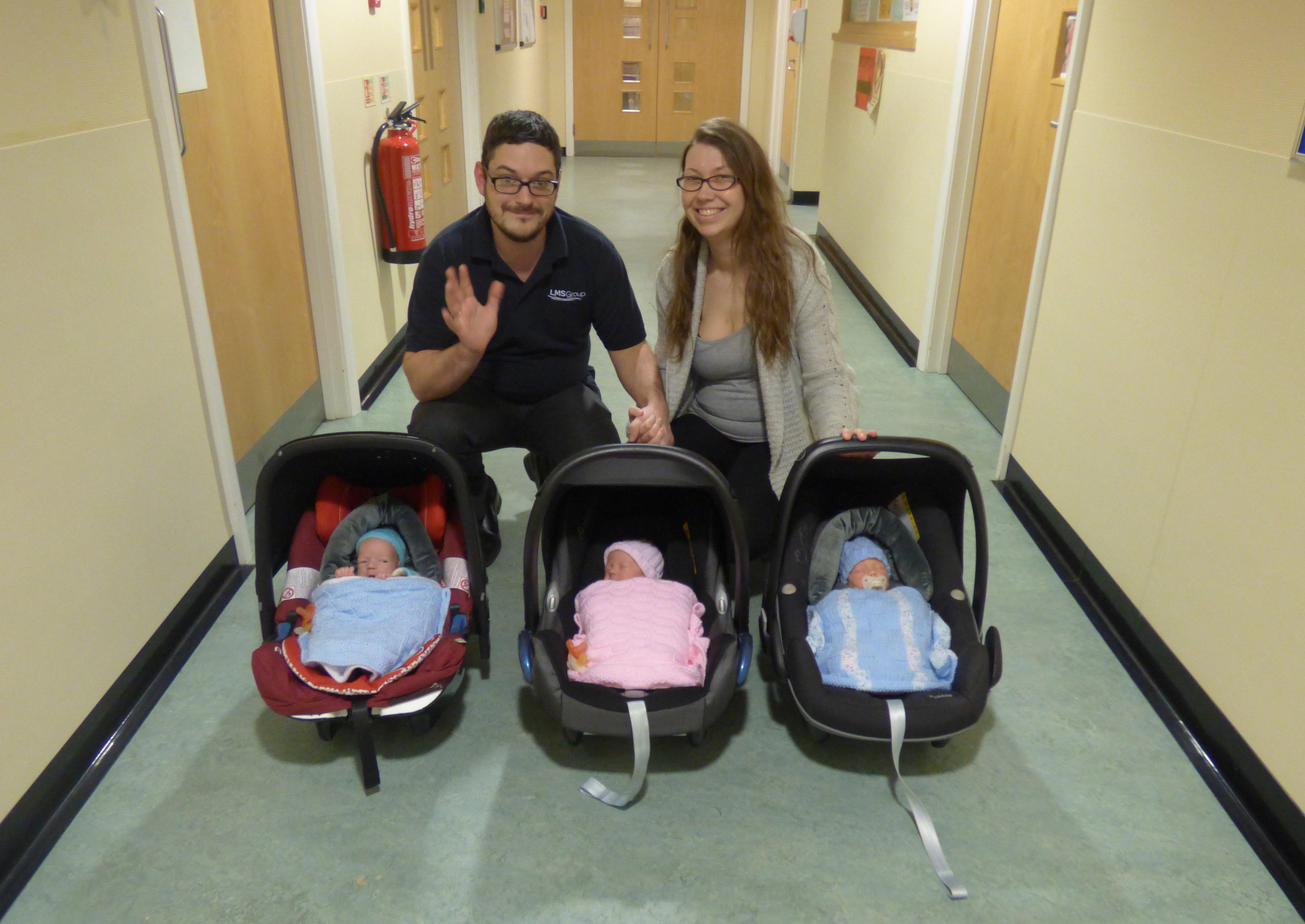 Cheryl Carter and Chris Pegrum from Yapton have triplets: Violet, Frank, and William. Cheryl, 34, and Chris, 33, from Blenheim Road, Yapton, with her triplets