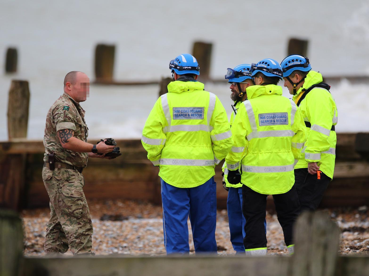Explosives Ordnance Disposal (EOD) team at Worthing beach