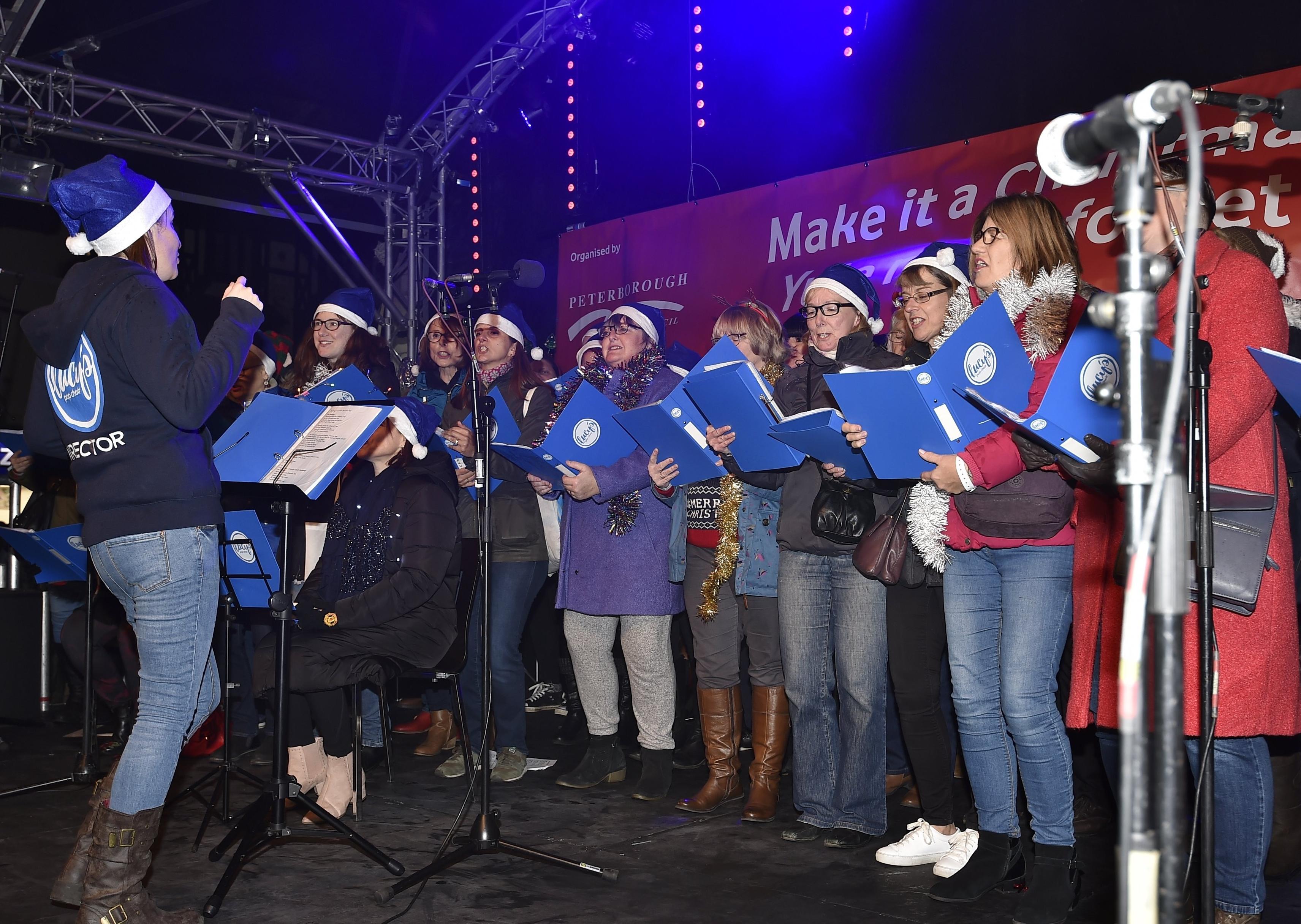The lights turned on in Cathedral Square. Lucy's Pop Choir