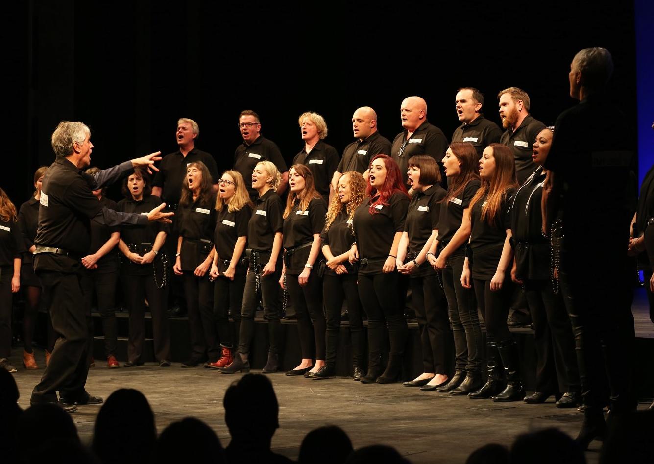 Lewes Prison's staff choir perform. Photograph by Sam Stephenson/ Homelink