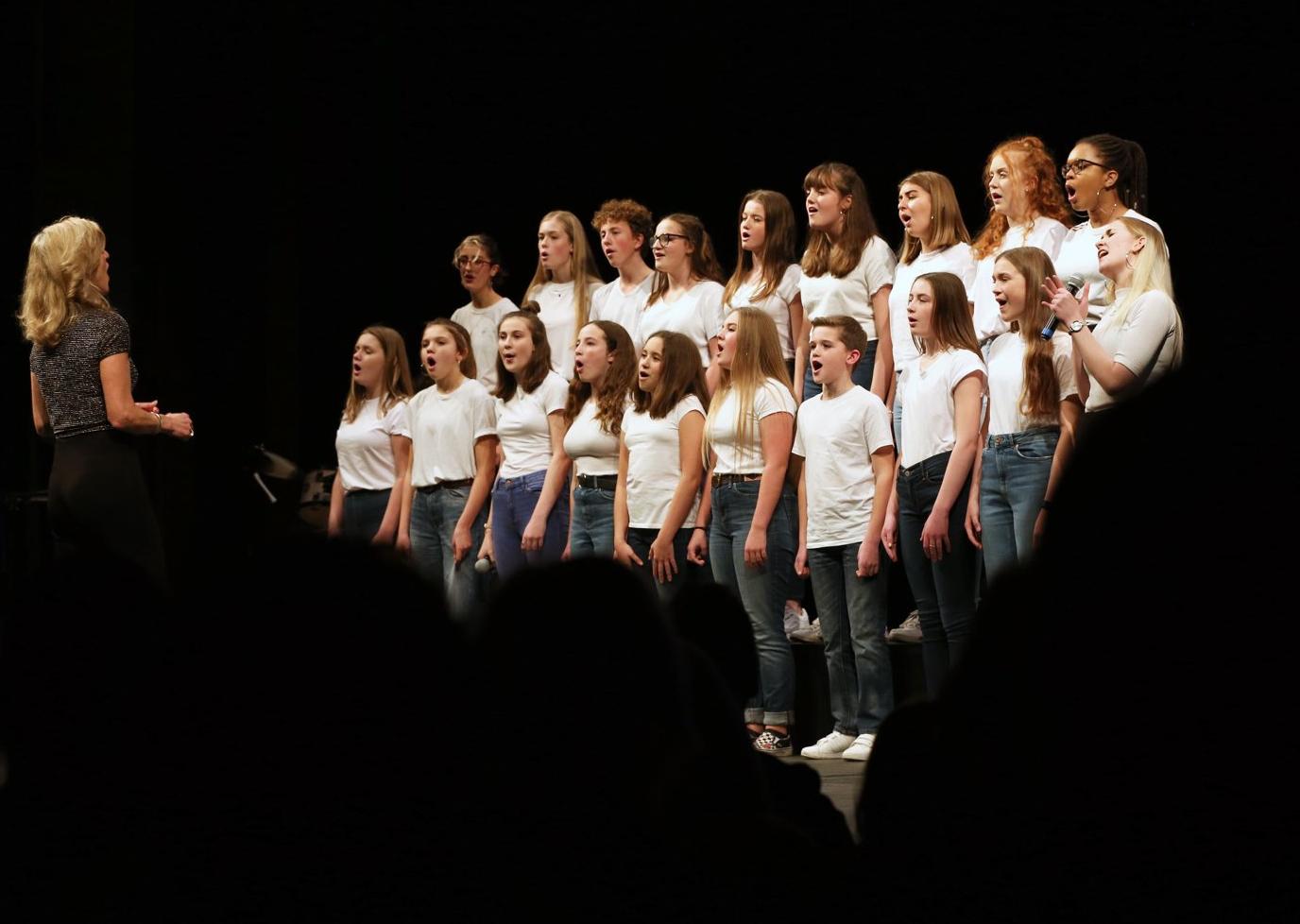 Lewes Old Gramma School's Vox Show Choir perform. Photograph: Sam Stephenson/ Homelink