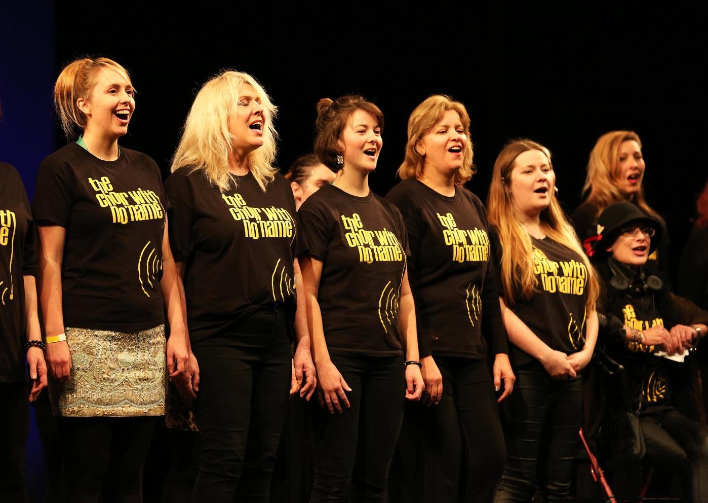 Brighton Choir With No Name perform at the event for Homelink's 20th anniversary. Photograph: Sam Stephenson/ Homelink