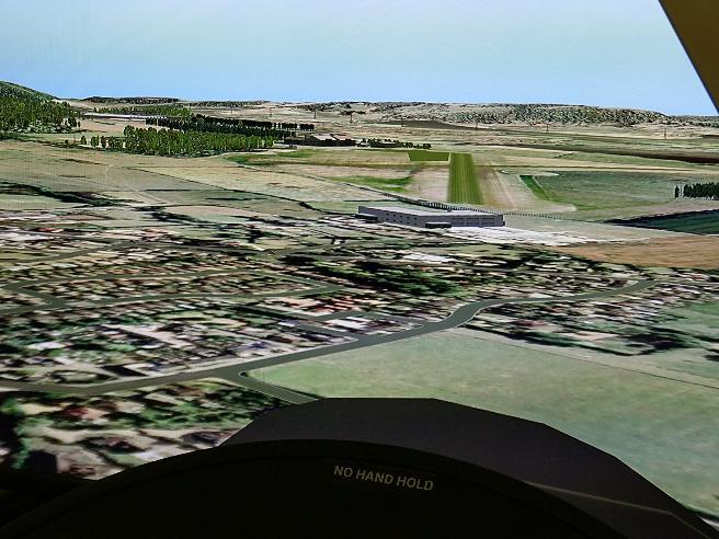 Pilot's view in the simulator: over Aston Clinton and approaching to land at Halton airfield