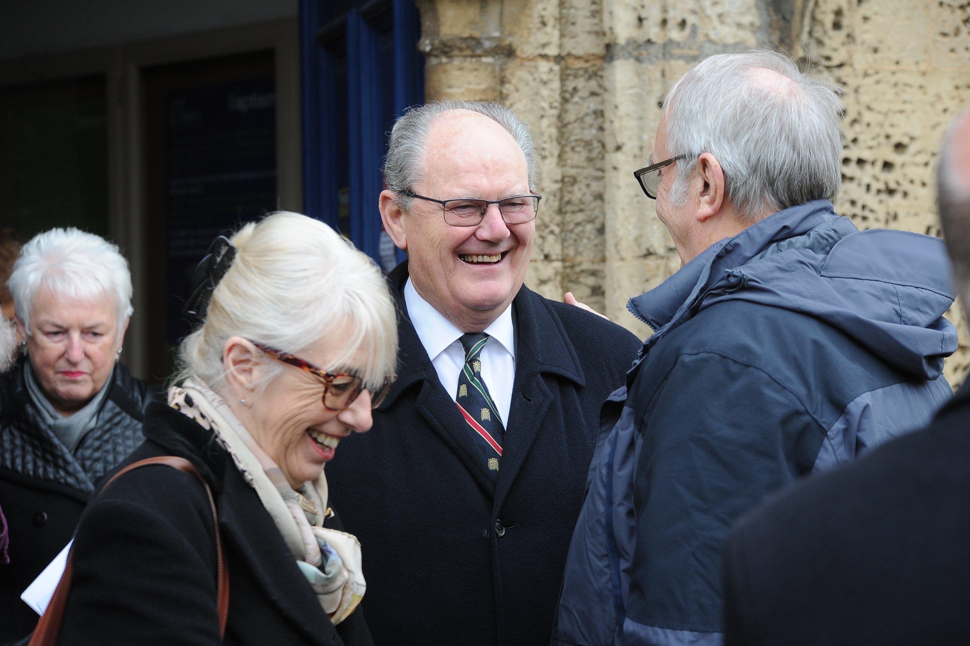 Brian Mawhinney funeral at St Peter's church, Oundle. Former MP NE Cambs Malcolm Moss EMN-191122-134134009